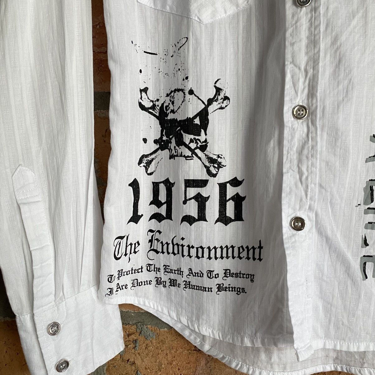 Japanese Brand Wild Life Y2K Punk White Graphic Print Shirt Size M / US 6-8 / IT 42-44 - 6 Thumbnail