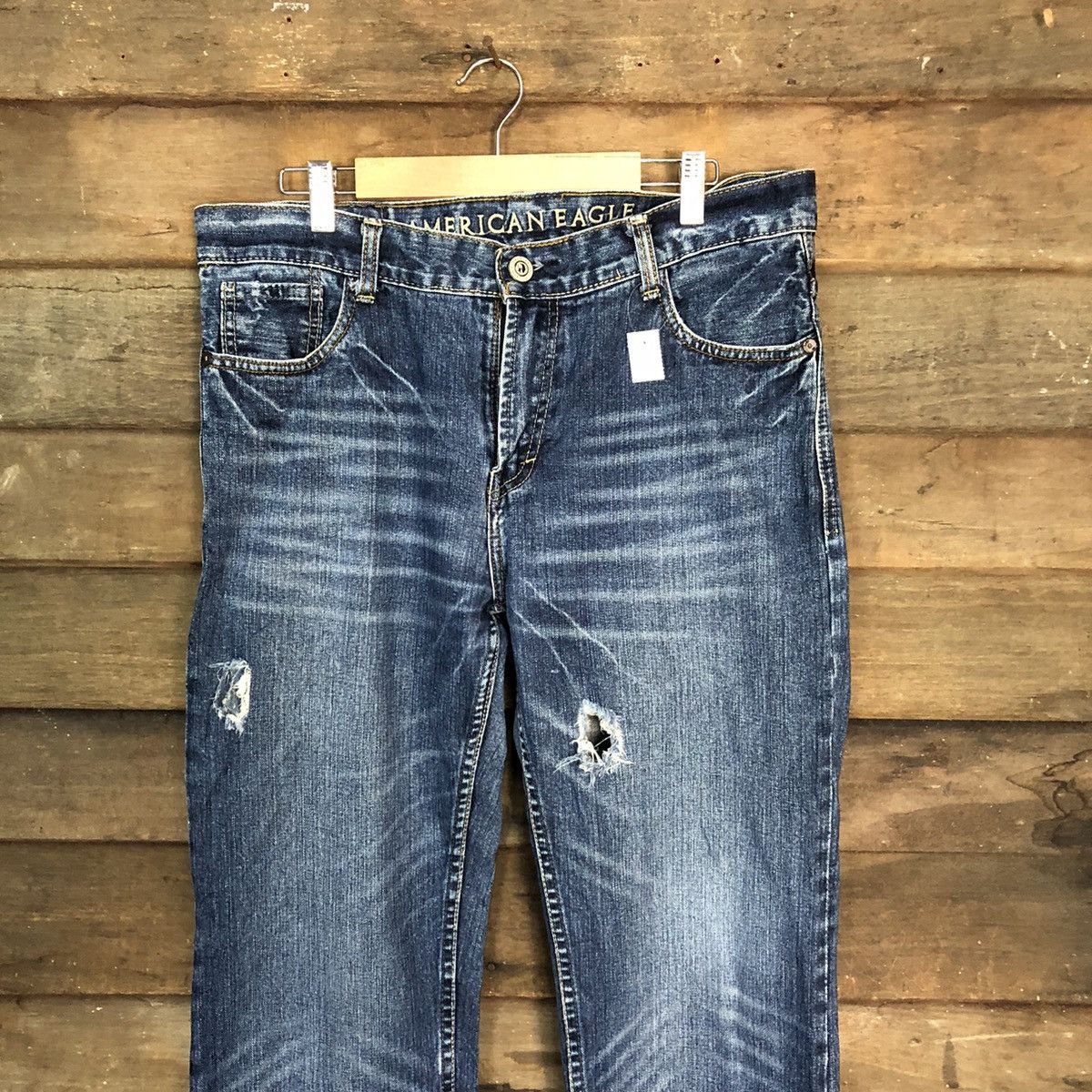 American Eagle Outfitters America Eagles Blue Disstressed Denim Pants #7389 Size US 32 / EU 48 - 6 Thumbnail