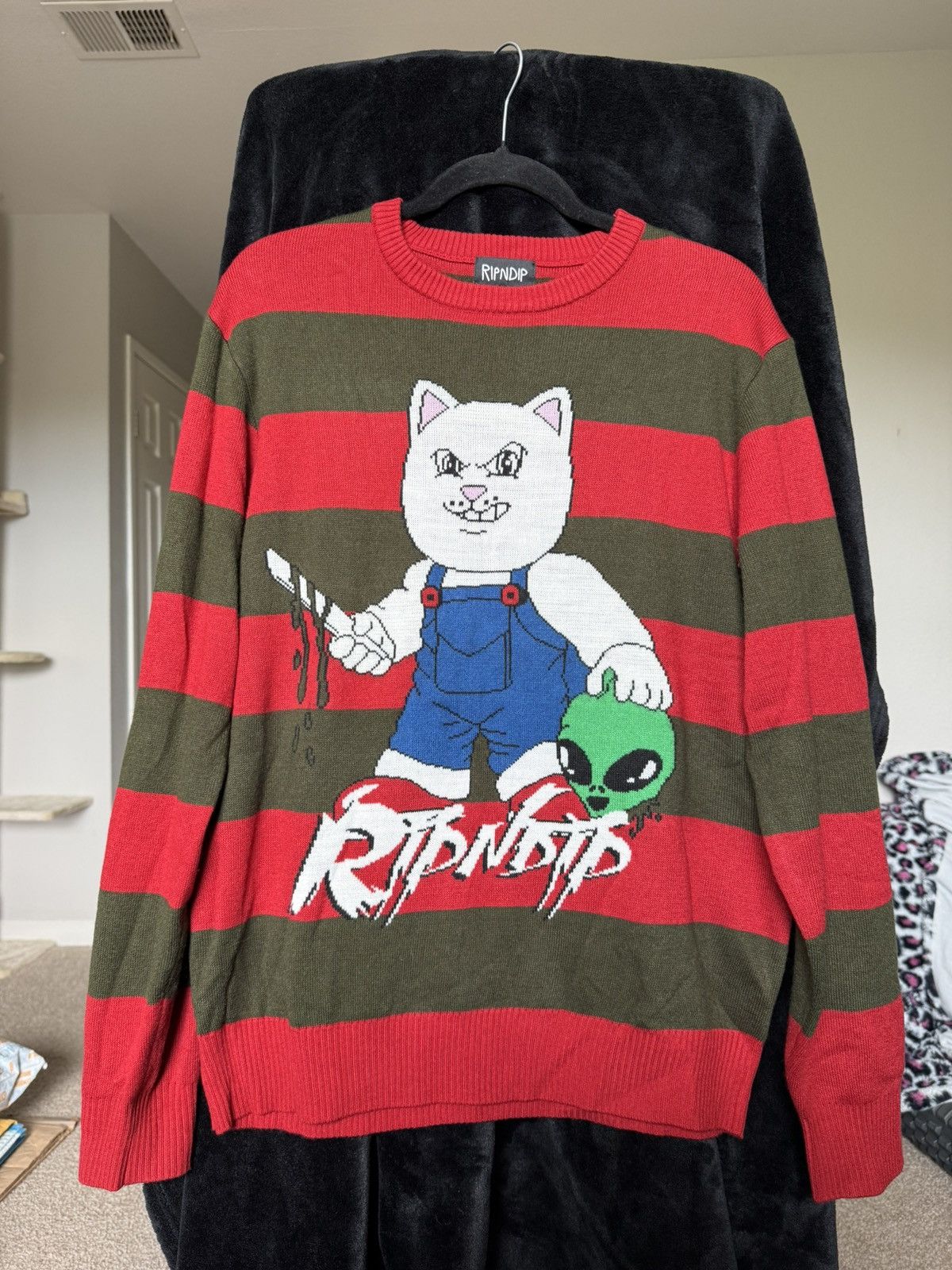 RIPNDIP Ripndip Freddy Krueger Stripe Knit Sweater Lord Nermal Rare Size US M / EU 48-50 / 2 - 1 Thumbnail