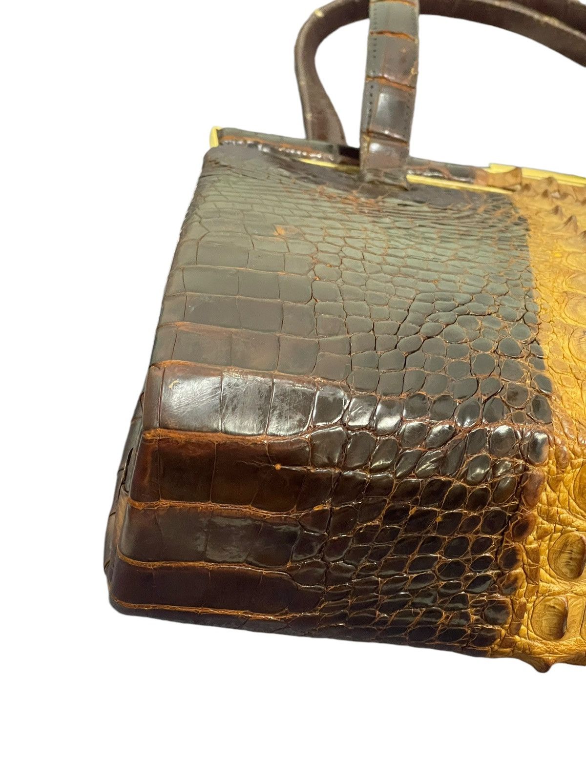 Vintage Crocodile Leather Patina Vtg 50s Unknown Japan Hand Bag 4🟩 Size ONE SIZE - 17 Thumbnail