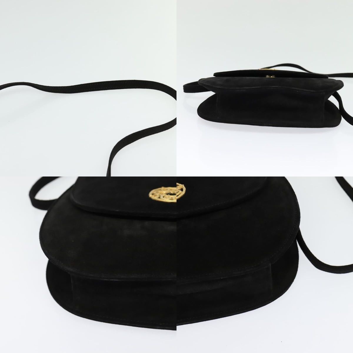 Celine CELINE Hand Bag Suede Black Gold Size ONE SIZE - 10 Thumbnail