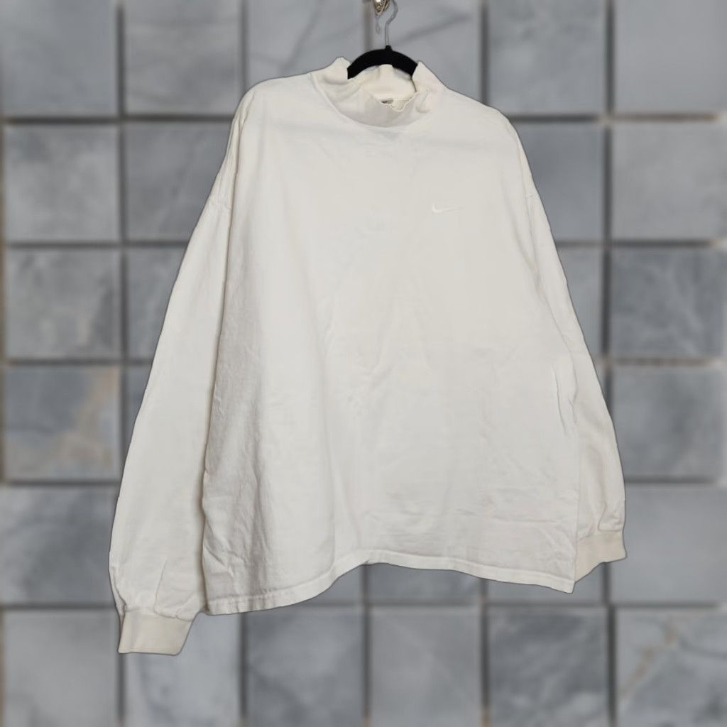 Nike VINTAGE Nike Long Sleeve Shirt 2XL White Mock Neck Swoosh 90s Rare Mens Womens Size US XXL / EU 58 / 5 - 1 Thumbnail