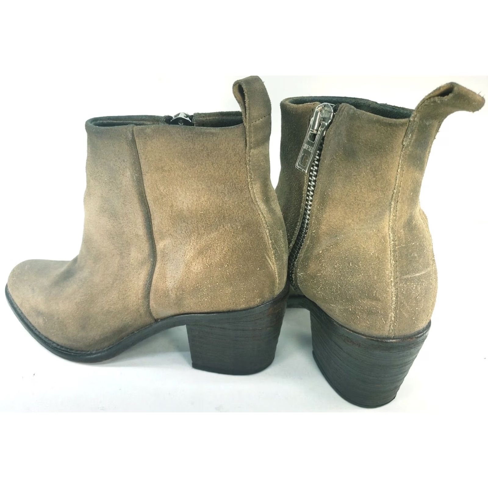 Diesel Diesel Pinky Women 8 39 Taupe Brown Suede Distressed Chelsea Side Zip Ankle Bootie Woman Boots Size US 8 / IT 38 - 5 Thumbnail