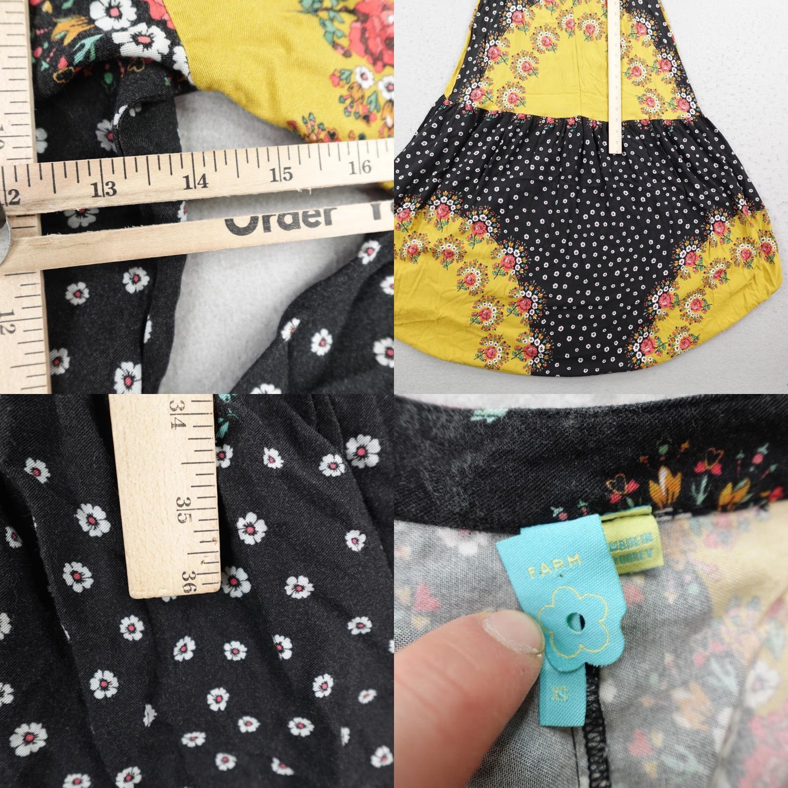 Farm Rio Farm Rio Dress Women XS Black Yellow Floral Blocked Maxi Long Sleeve Boho Anthro Size XS / US 0-2 / IT 36-38 - 8 Thumbnail