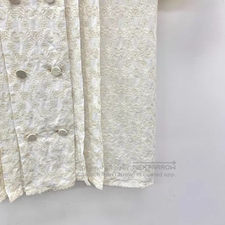 Gucci Gucci Beige logo jacquart embroidery cotton double-breaste Size S / US 4 / IT 40 - 4 Thumbnail