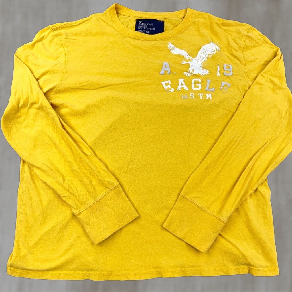 American Eagle Outfitters VINTAGE American Eagle Outfitters T-Shirt Men 2XL Yellow Long Sleeve Graphic Print Crew Neck Logo Rock Retro Bands 90s Mens Size US XXL / EU 58 / 5 - 1 Thumbnail