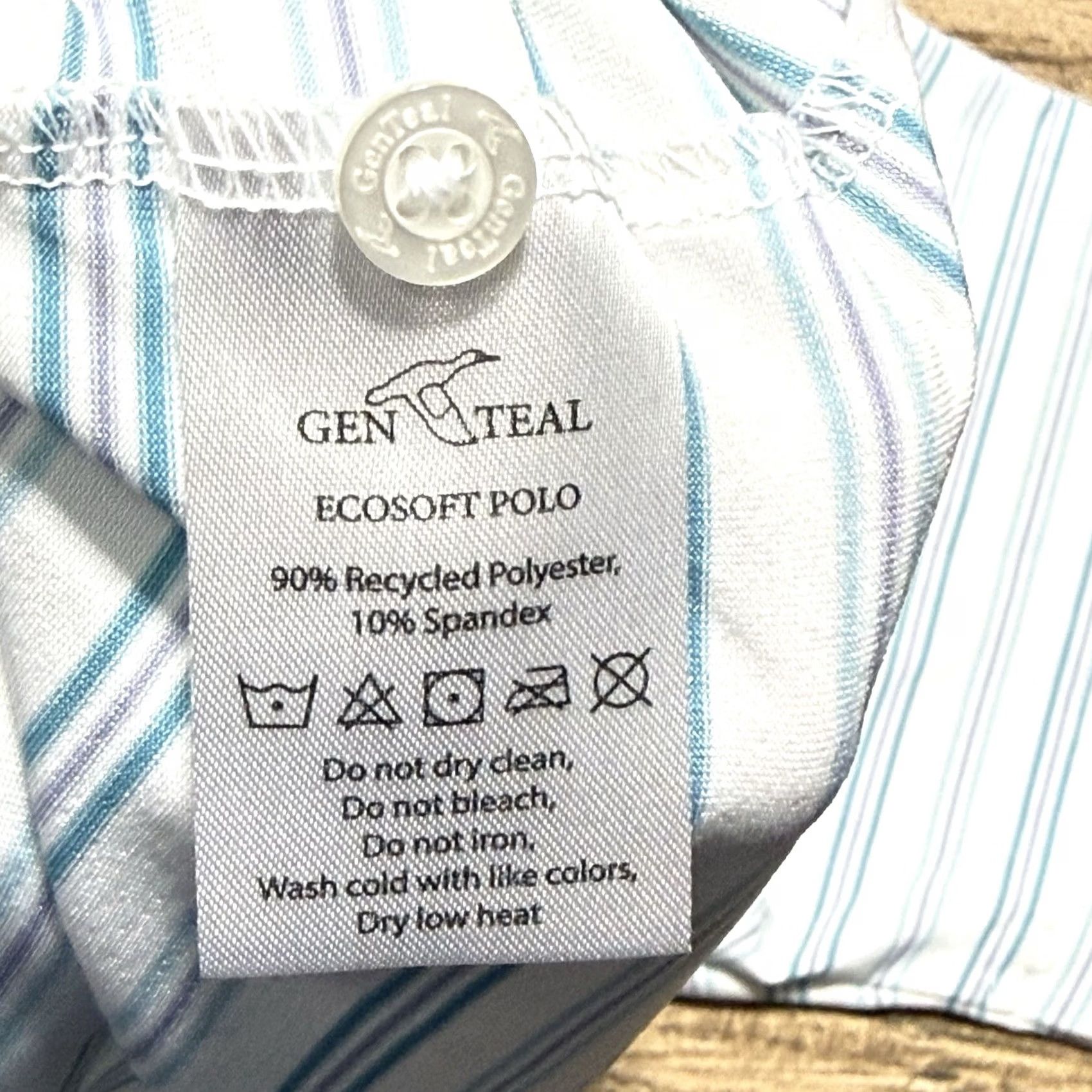 Vintage GenTeal Polo Shirt Mens 2XL White Blue Striped EcoSoft Performance Golf Shirt Mens Regular Fit Short Sleeve Collared Casual Golf Size US XXL / EU 58 / 5 - 7 Thumbnail