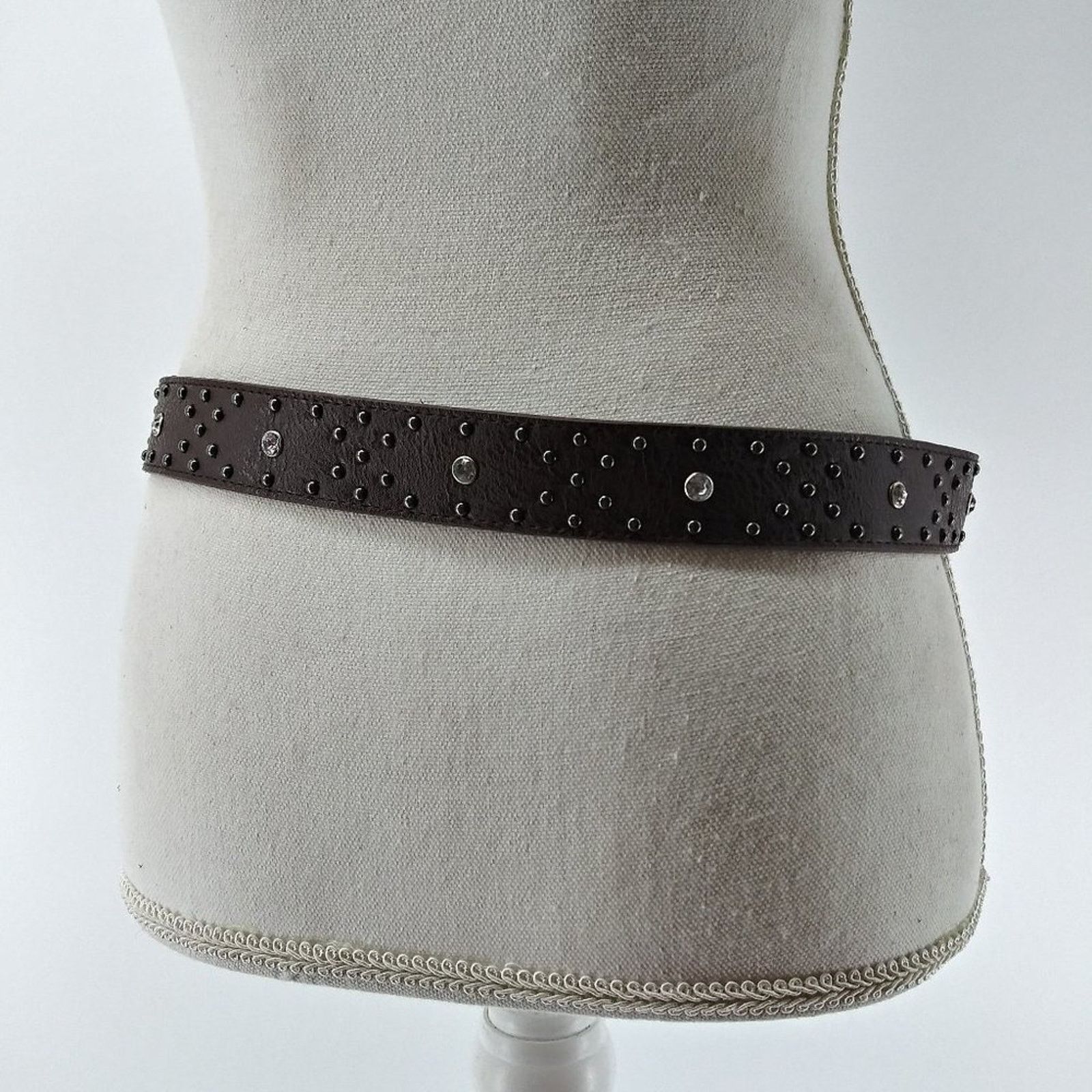 Other Women's Dark Brown Faux Leather Rhinestone Stud Belt size 8 Size ONE SIZE - 9 Thumbnail