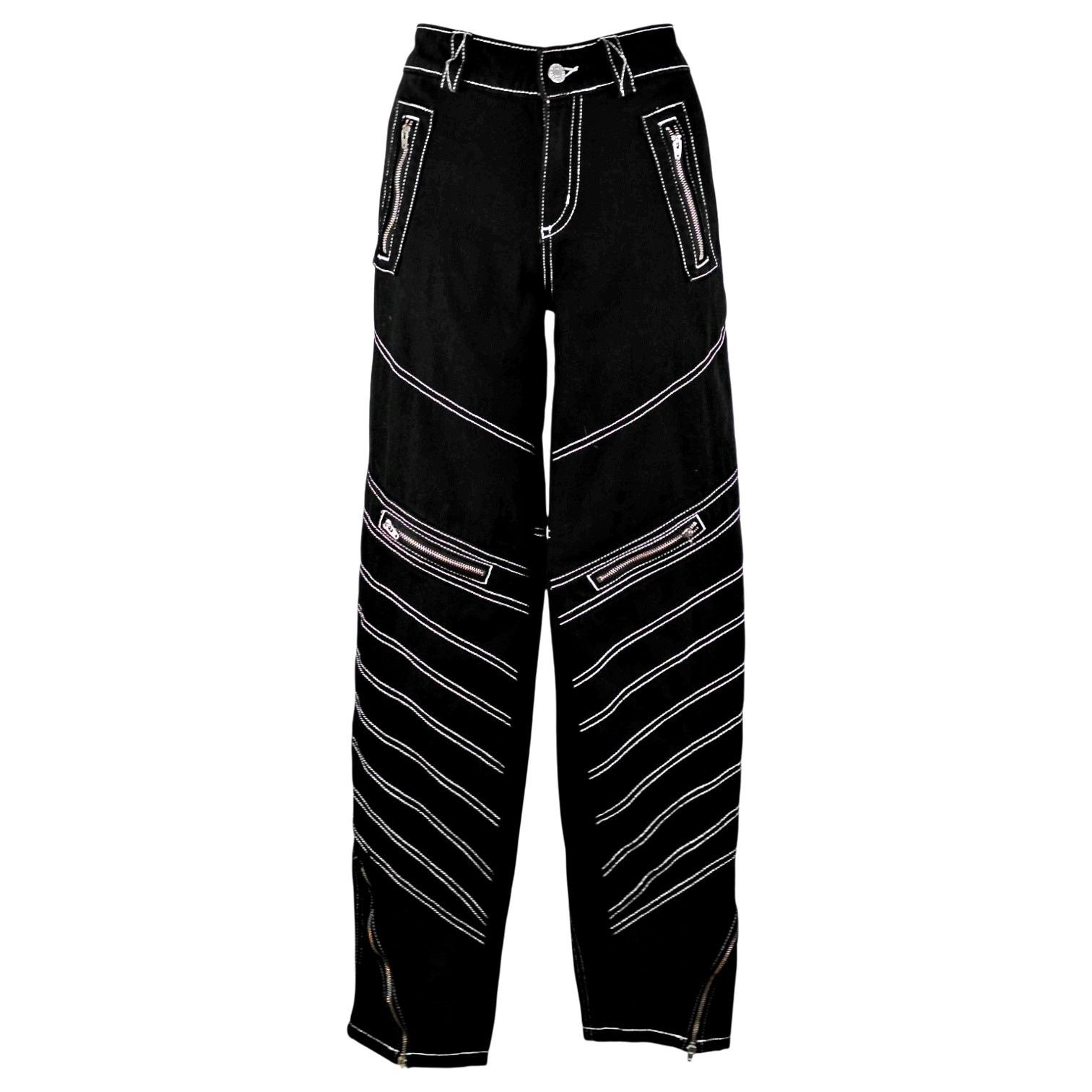 Bdg BDG Black HIgh Rise Moto Jeans Tapered Pants White Stitching Size 26" / US 2 / IT 38 - 2 Thumbnail