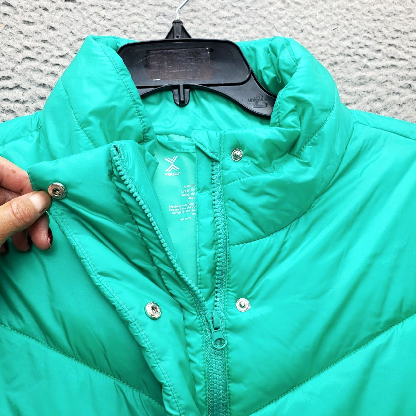 Vintage Xersion Womens Size XL Green Oversized Puffer Vest Mock Neck Full Zip Shirt Jacket Vest Size XL / US 12-14 / IT 48-50 - 5 Thumbnail