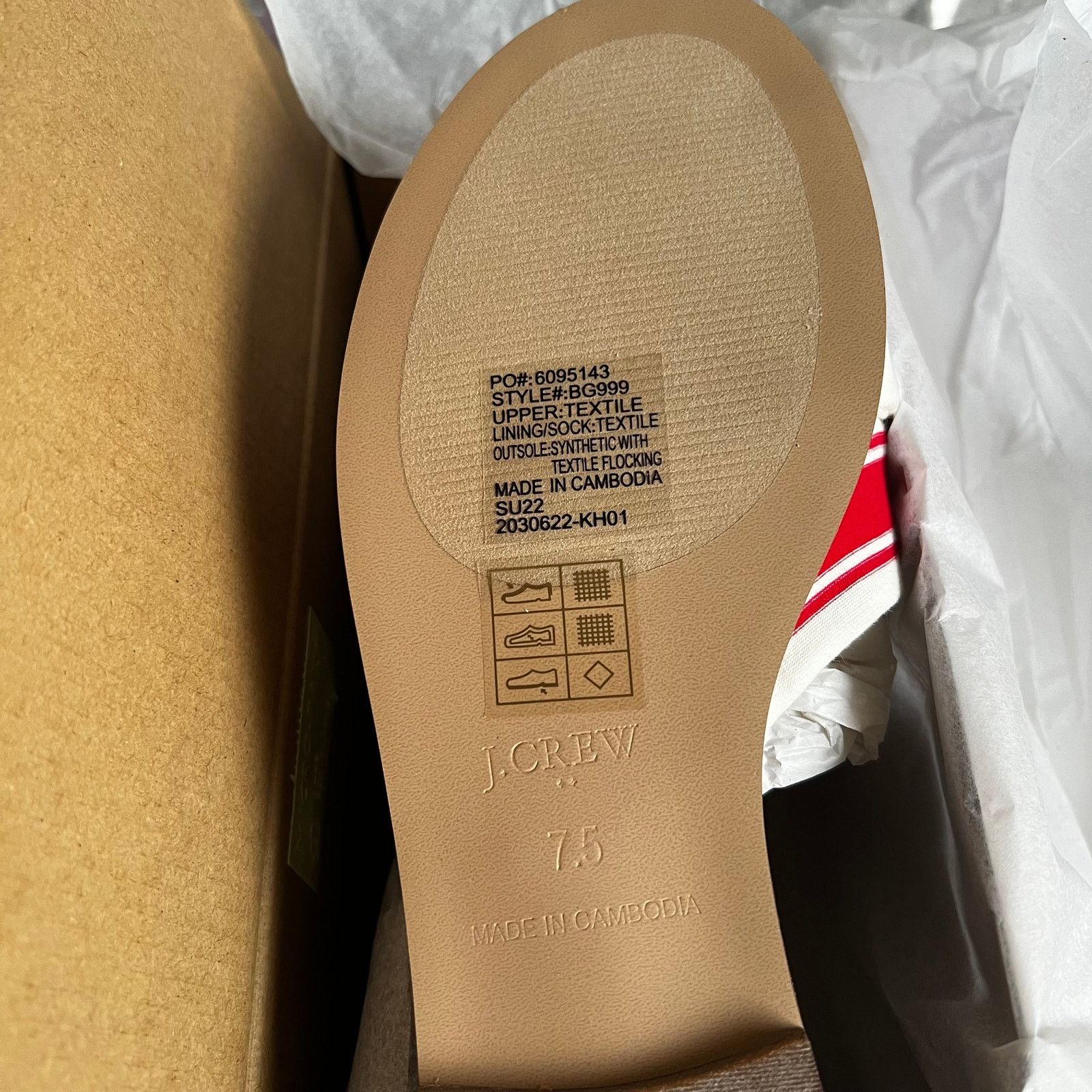 J.Crew J.CREW Red/ Ivory Stripe Print Knot Slide Sandals, US7.5 Size US 7.5 / IT 37.5 - 7 Thumbnail