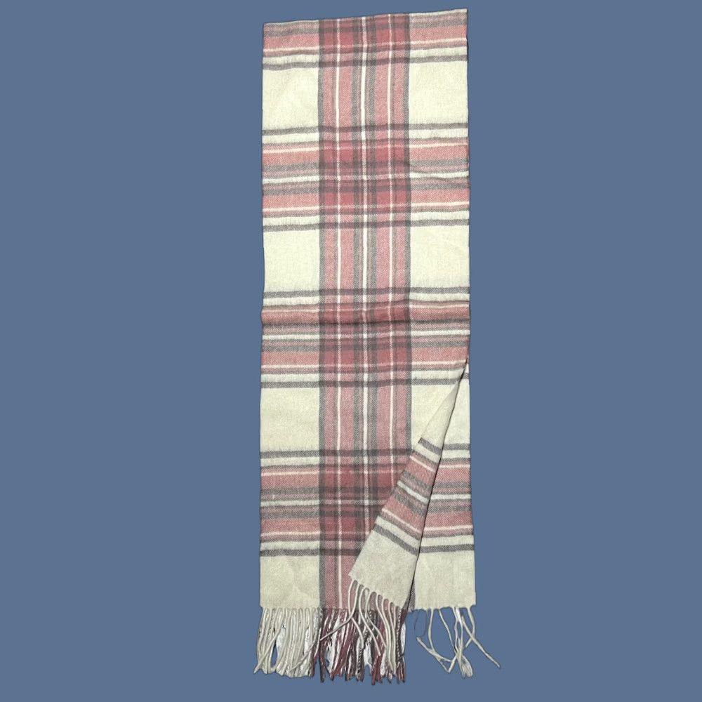 Pinko VINTAGE NWT WAMSOFT Lightweight Wool Scarf Plaid Pink Cream 72” X 12.5” Womens Size ONE SIZE - 1 Thumbnail
