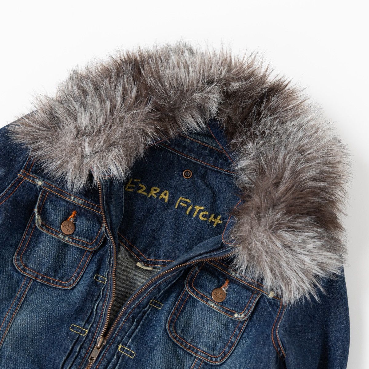 Abercrombie & Fitch Abercrombie Ezra Fitch Denim Jacket Faux Fur Collar Cropped Size M / US 6-8 / IT 42-44 - 6 Thumbnail
