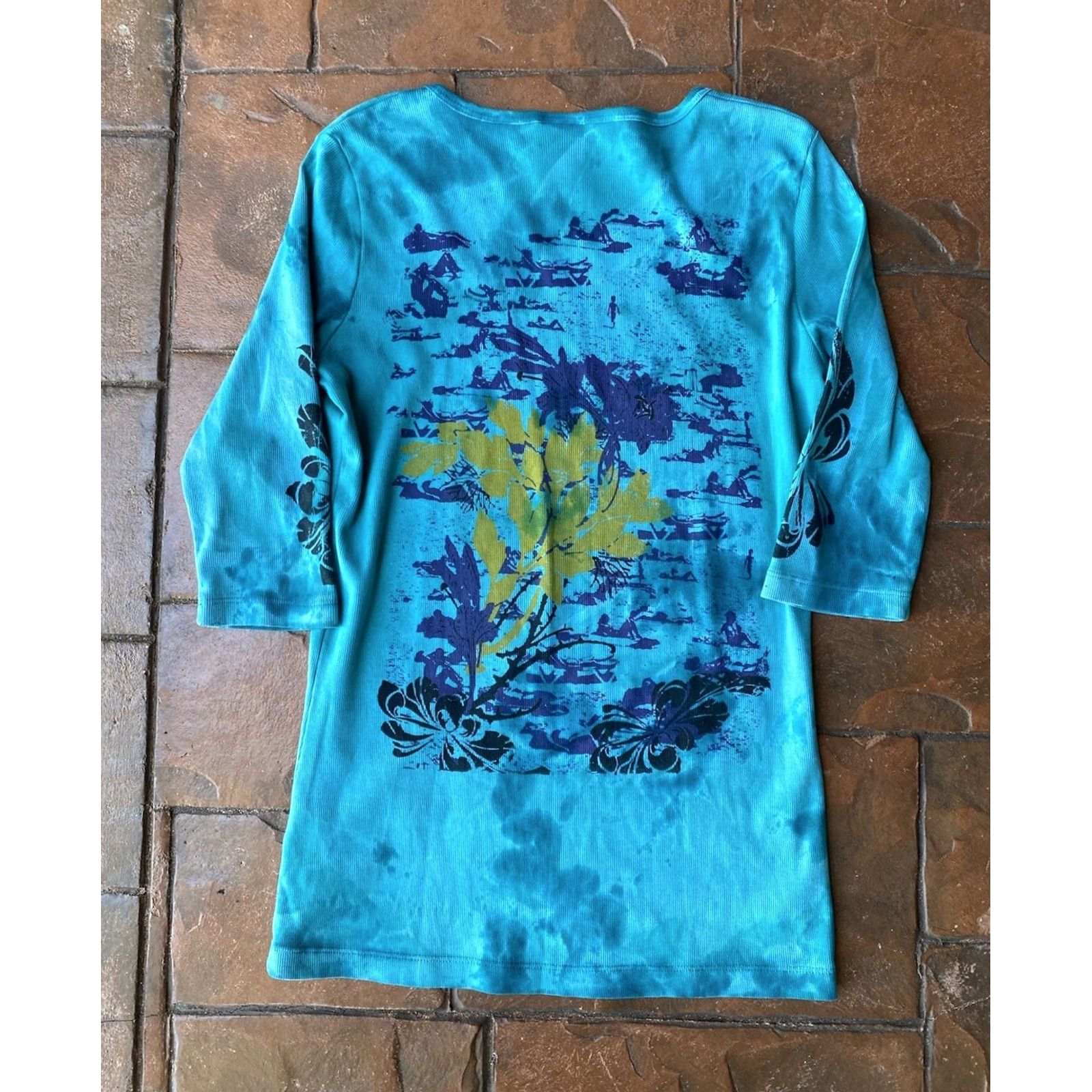Vintage VINTAGE Sledge USA Rhinestone Top T-Shirt XL Blue Tie Dye Grunge Y2K Women Size XL / US 12-14 / IT 48-50 - 3 Thumbnail