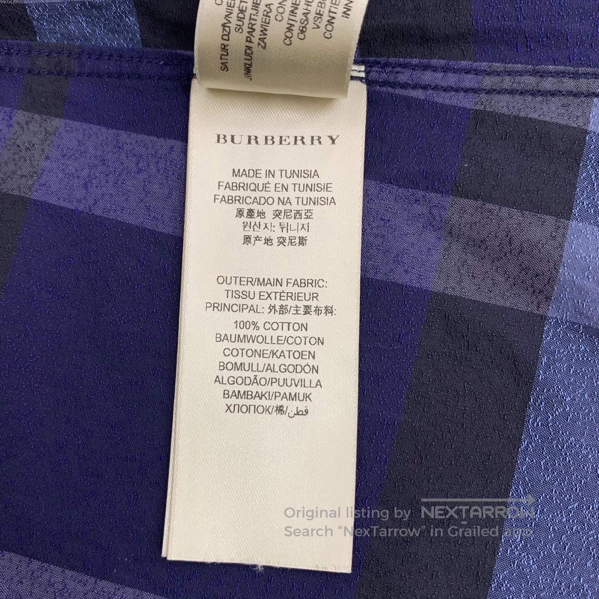 Burberry Burberry Dark Blue Classic Plaid Design Cotton Lapel Long Size US S / EU 44-46 / 1 - 6 Thumbnail