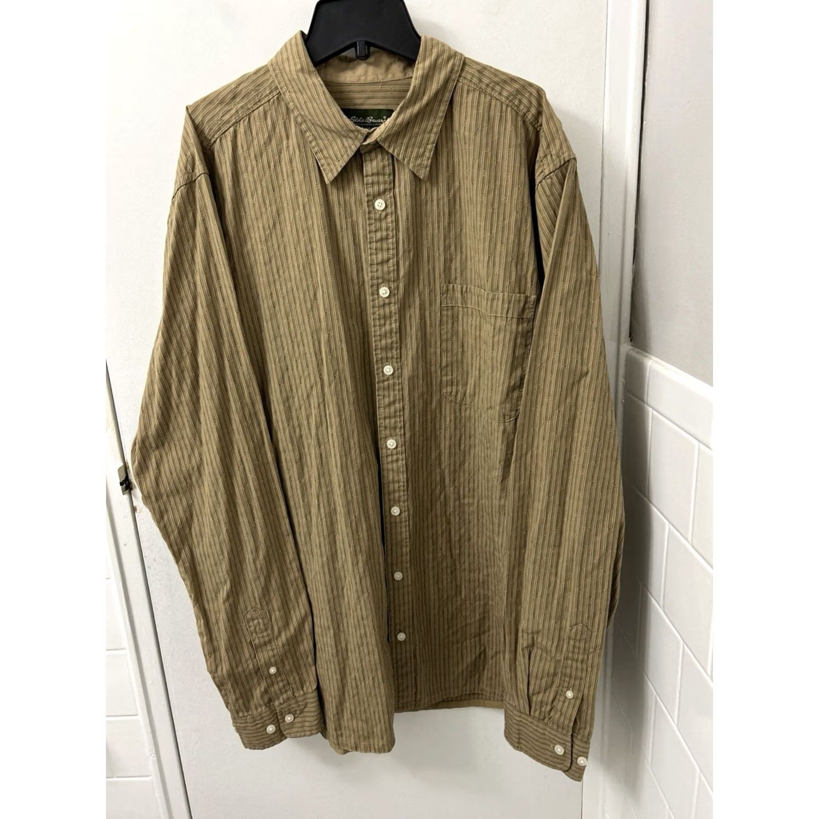 Eddie Bauer Eddie Bauer Shirt Mens XL Brown Striped Pocket Button Down Long Sleeve Size US XL / EU 56 / 4 - 2 Thumbnail