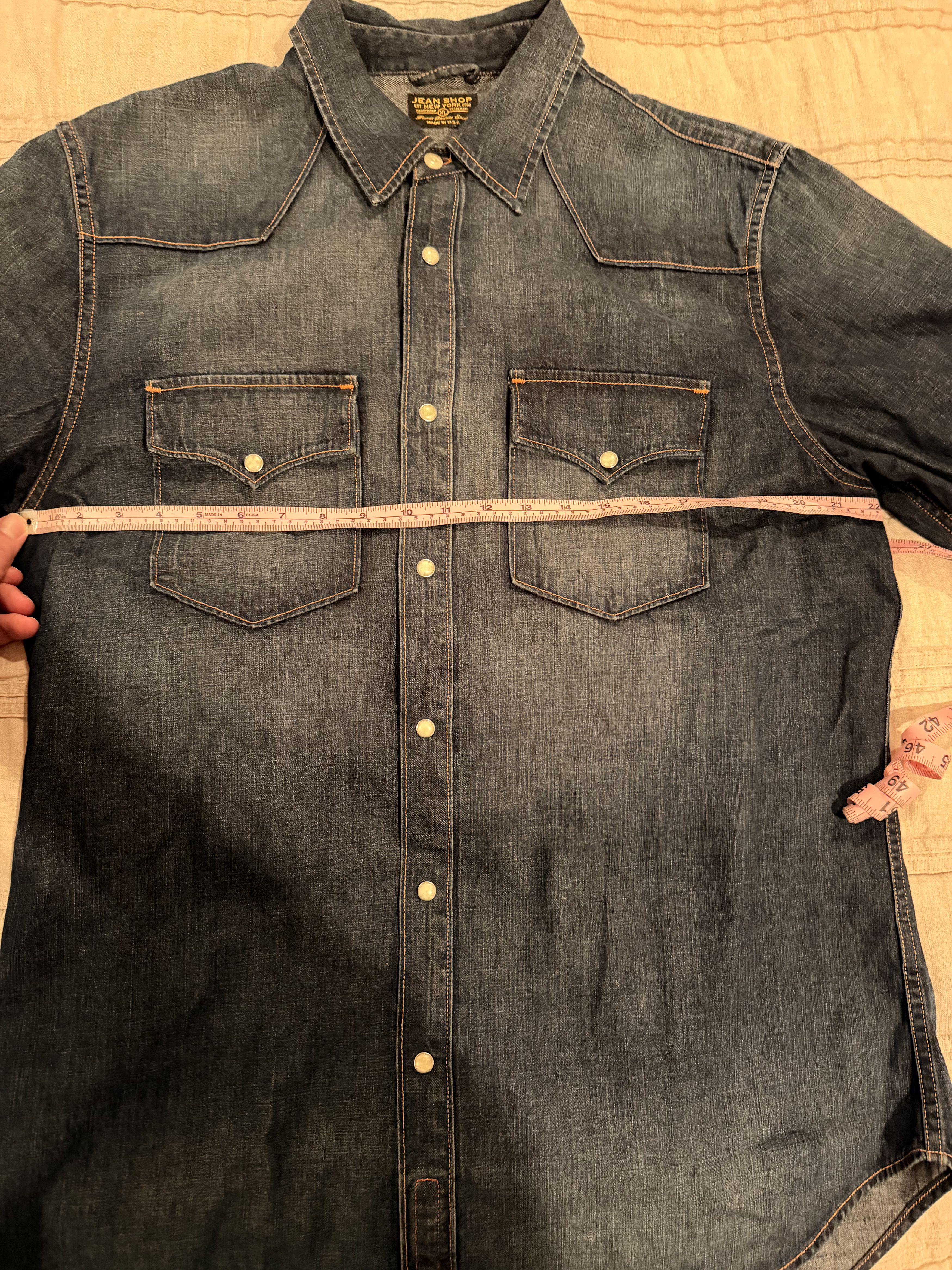 Jean Shop Jean Shop New York Western Pearl Snap Denim Shirt Size US XL / EU 56 / 4 - 4 Thumbnail