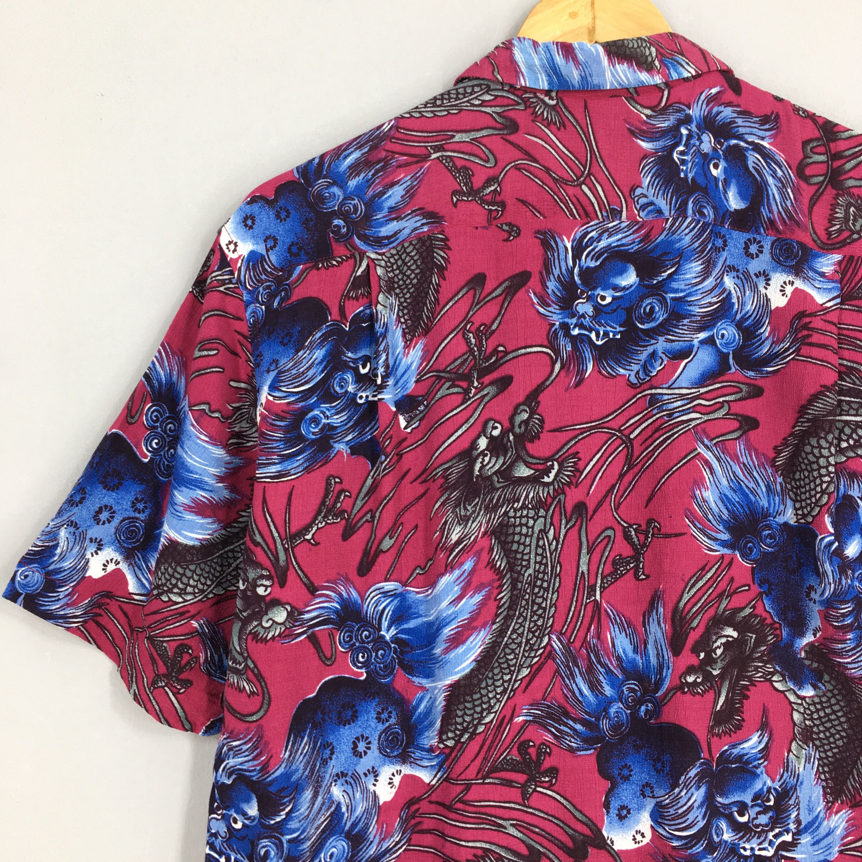 Japanese Brand × Vintage Vintage 1980s Hawaiian Japanese Thunder God Raijin Rayon Size US M / EU 48-50 / 2 - 8 Thumbnail
