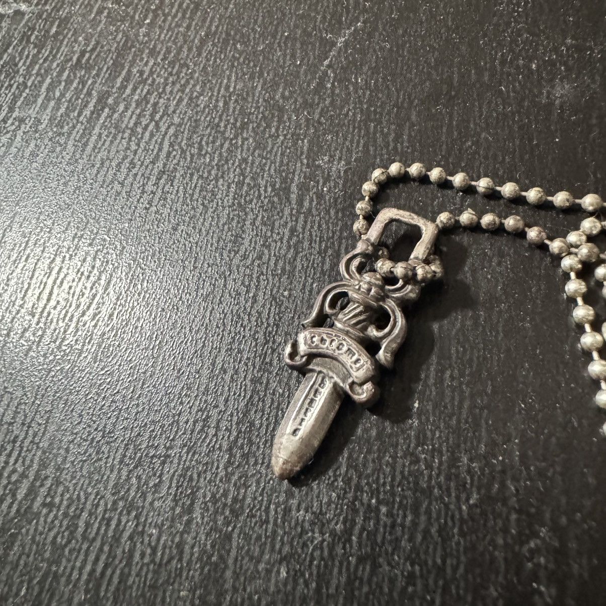 クロムハーツネックレス Large Dagger Pendant Silver CHROME HEARTS Dagger Necklace 44cm Silver925 Pendant Used