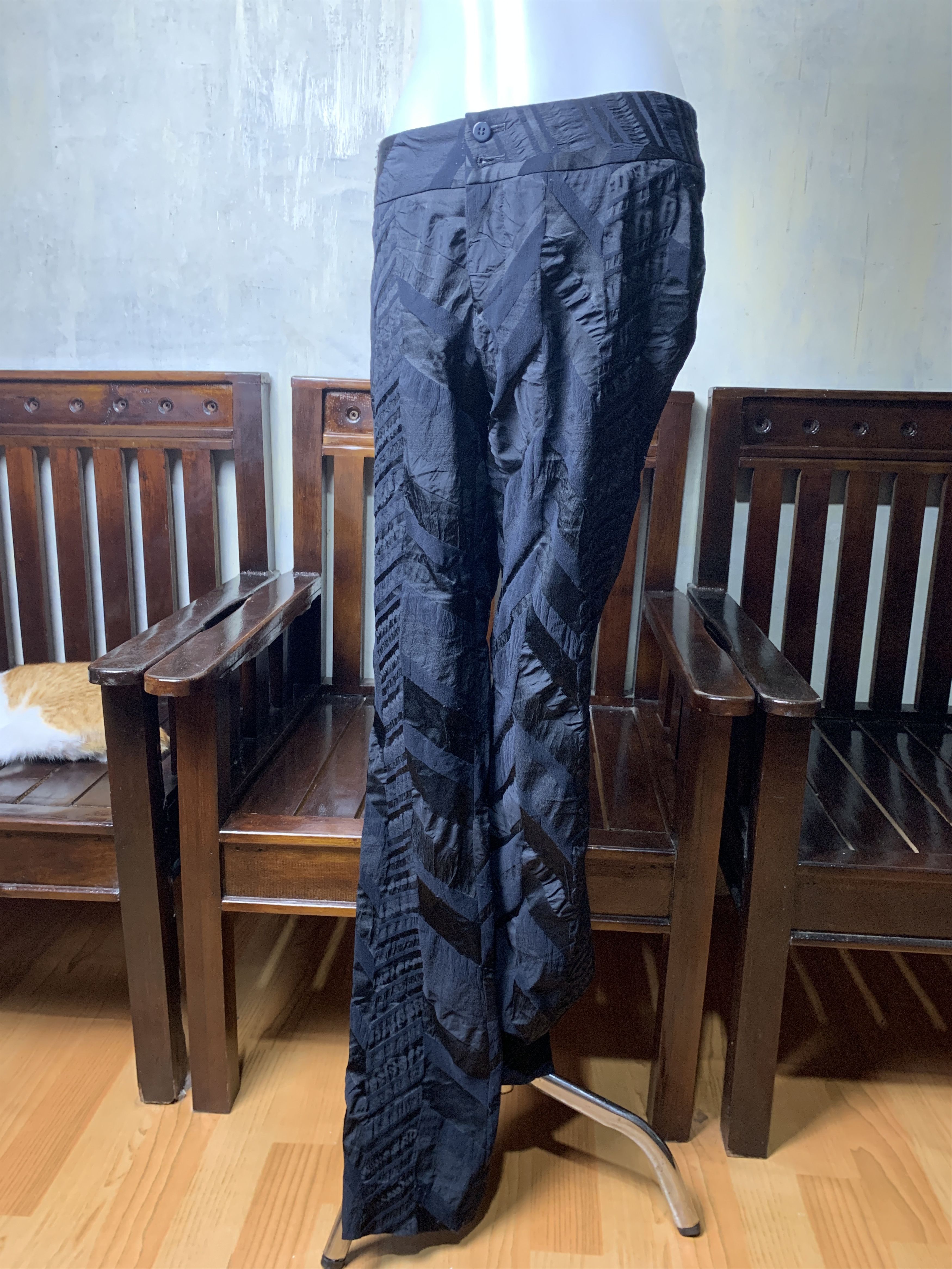 Issey Miyake 2000s Issey Miyake Black Geometric Pants (29) Size 29" - 4 Thumbnail