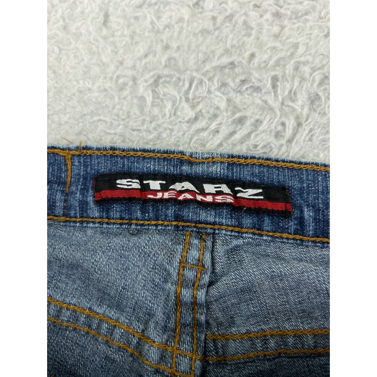Vintage Starz Pants Womens Jeans Blue Denim Flared Low Rise Embroidered Cotton 26x29 Size 25" / US 0 / IT 36 - 6 Thumbnail