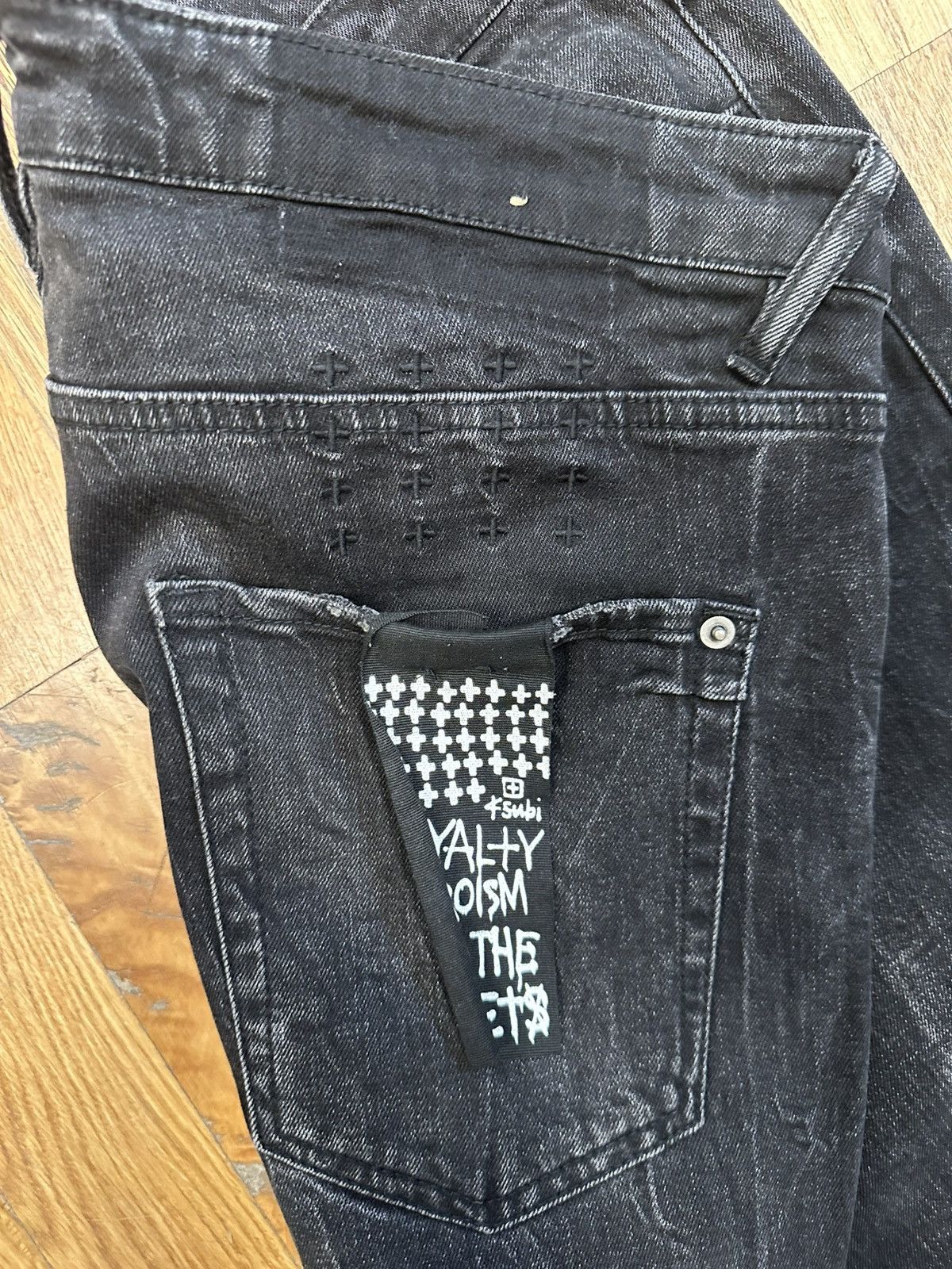 Ksubi Ksubi Knee Patch Distress Black Denim Jeans Size 34 Size US 34 / EU 50 - 4 Thumbnail