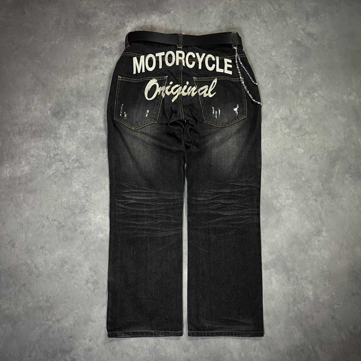 Japanese Brand Archive Nylaus Japanese Motorcycle Original Distressed Jeans Size US 33 - 1 Thumbnail