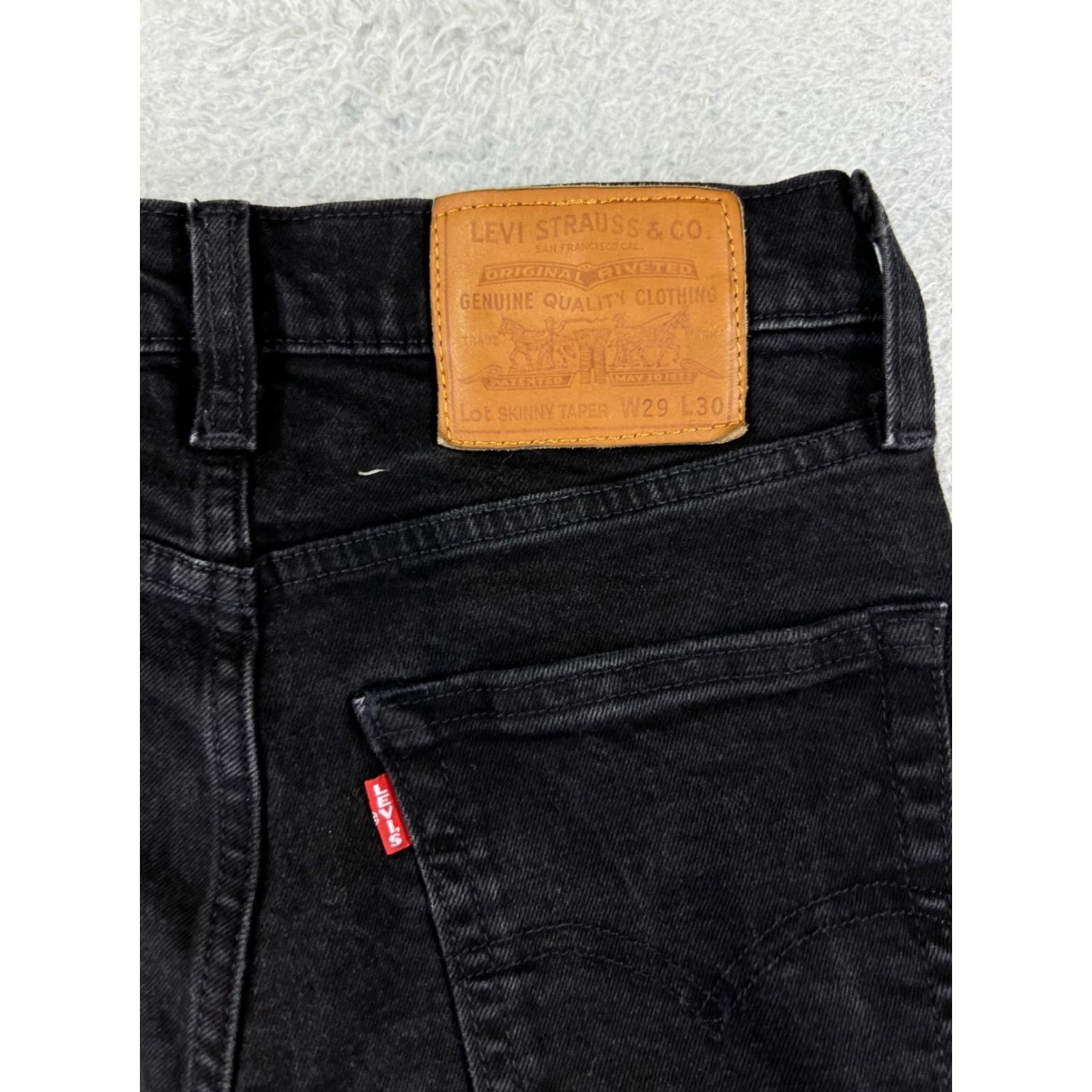 Levi's VINTAGE Levis Premium Jeans Womens 29 Back Denim Skinny Taper Cotton Blend Black 5-Pocket Design Mens? Size 29" - 3 Thumbnail