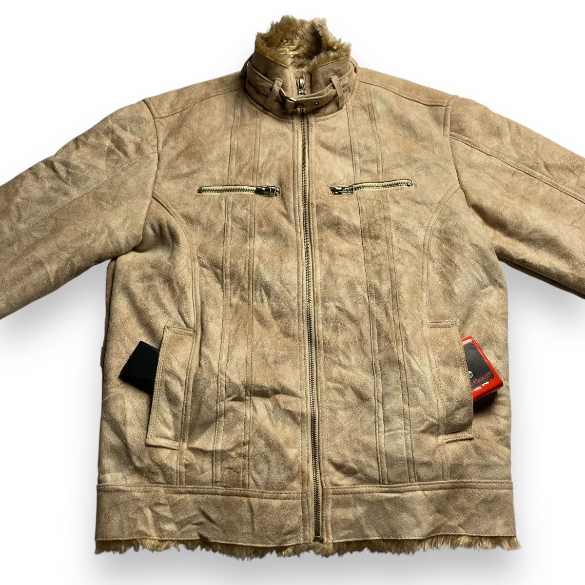 Le Grande Bleu (L.G.B.) 🇯🇵 MALE & CO SUEDE LEATHER LINED FAUX FUR JACKET Size US XL / EU 56 / 4 - 5 Thumbnail