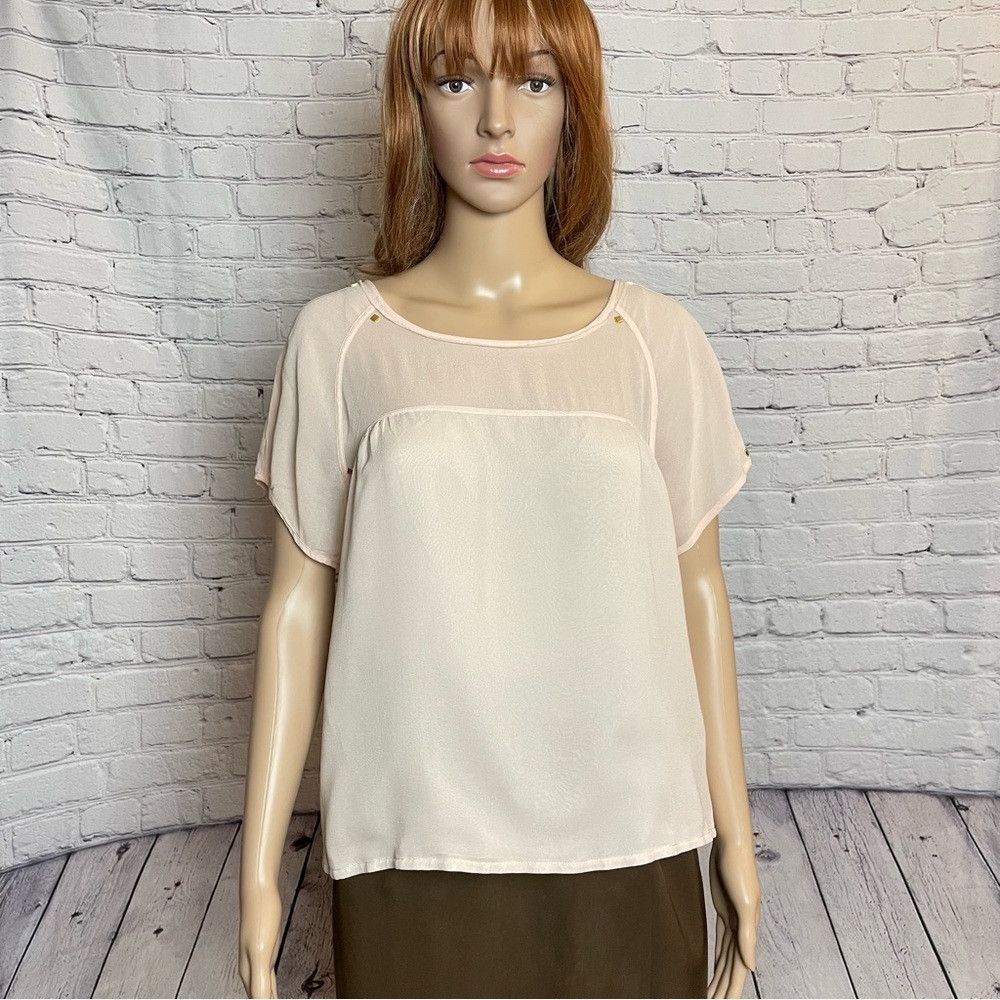 Other Alice Ritter Silk Pale Pink Short Sleeve Top Blouse Size 10 Size L / US 10 / IT 46 - 1 Thumbnail