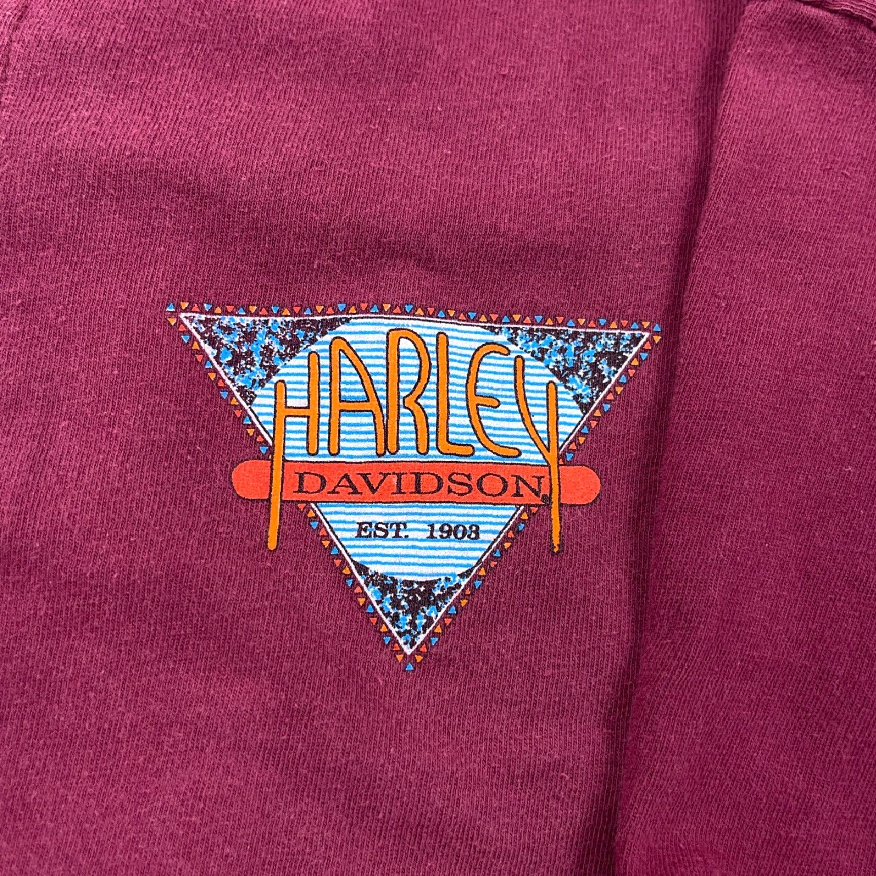 Harley Davidson VINTAGE Harley-Davidson Shirt Men Large Maroon 90s Logo Knit Short Sleeve T-Shirt USA 80s 90s Retro Motorcycle Cotton Size US L / EU 52-54 / 3 - 6 Thumbnail