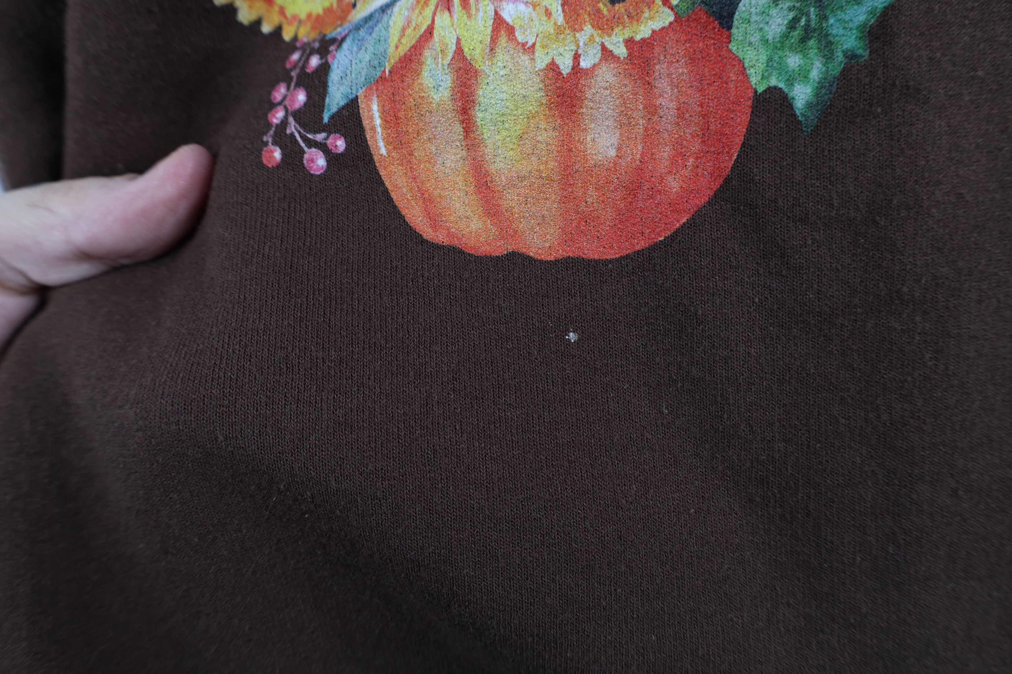 Vintage Vintage 90s Streetwear Flowers Pumpkin Sweatshirt Brown Size L / US 10 / IT 46 - 6 Thumbnail