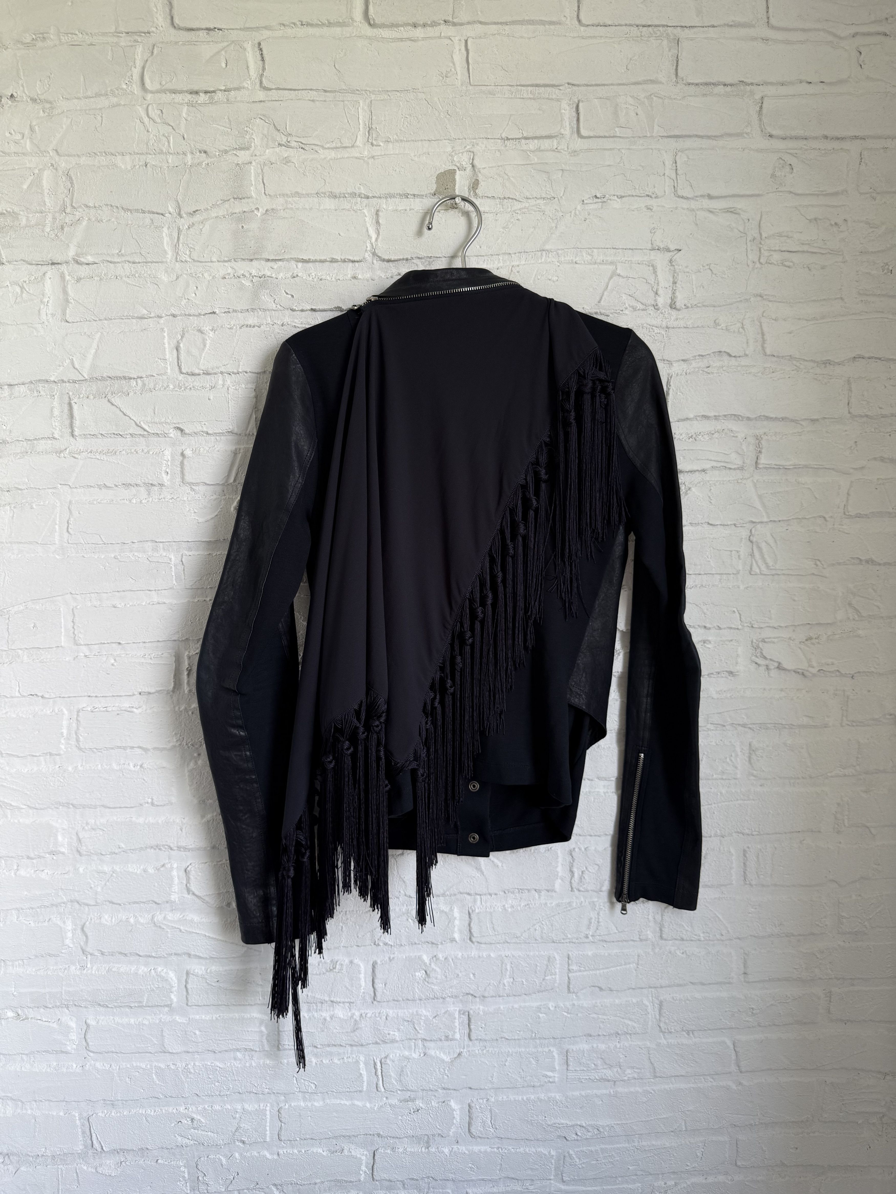 Patrizia Pepe Patrizia Pepe Leather Fringe Jacket Draped Asymmetric Size M / US 6-8 / IT 42-44 - 14 Thumbnail