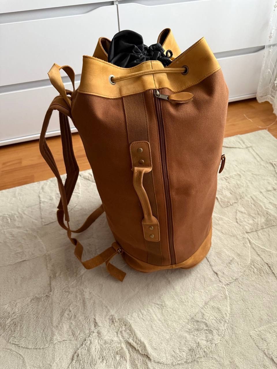 Marlboro Marlboro Brown Cotton Denim Backpack Bag With Leather insert Size ONE SIZE - 18 Thumbnail