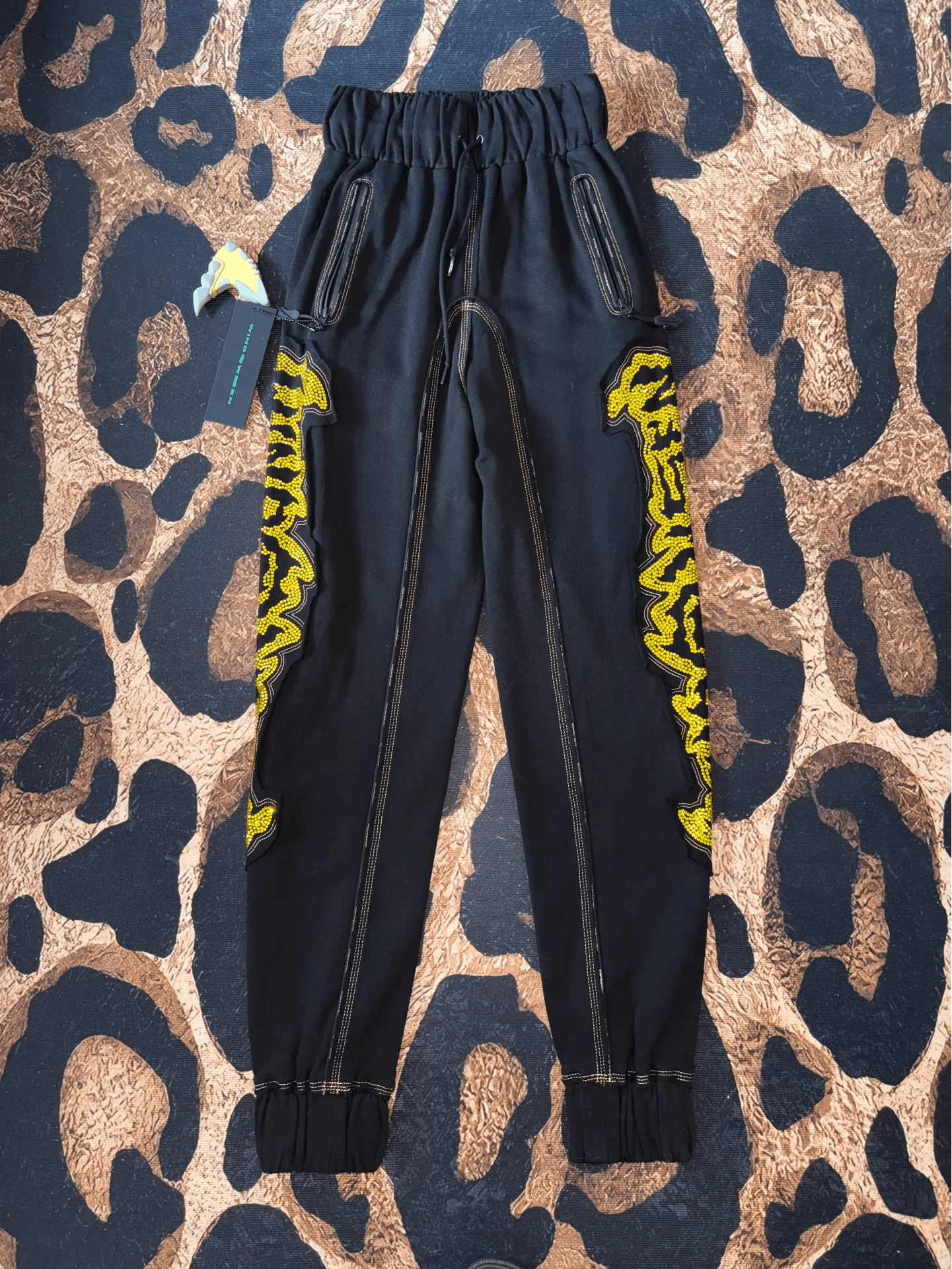 Other windowsen Runway Rhinestone Black Wide-Waist Knit Pants Size 26" / US 2 / IT 38 - 1 Thumbnail