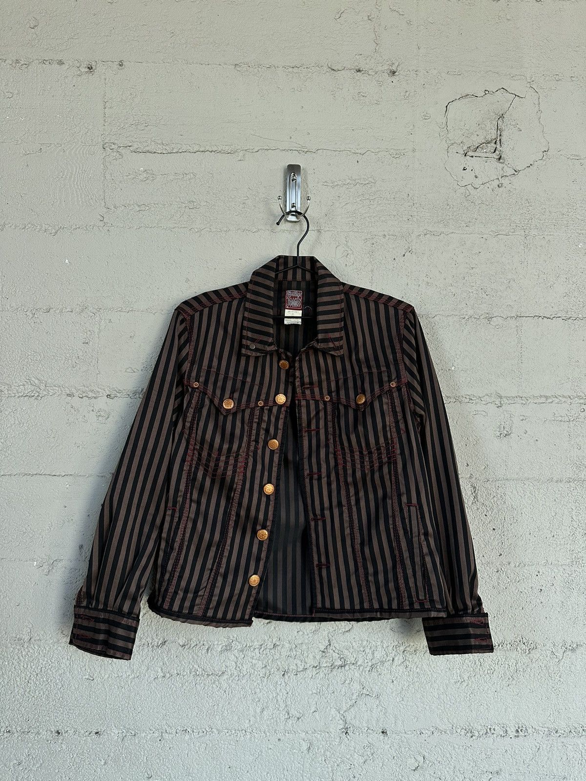 image of Jean Paul Gaultier Vintage Gaultier Jeans Striped Brown Black Western Jacket, Women's (Size Small)