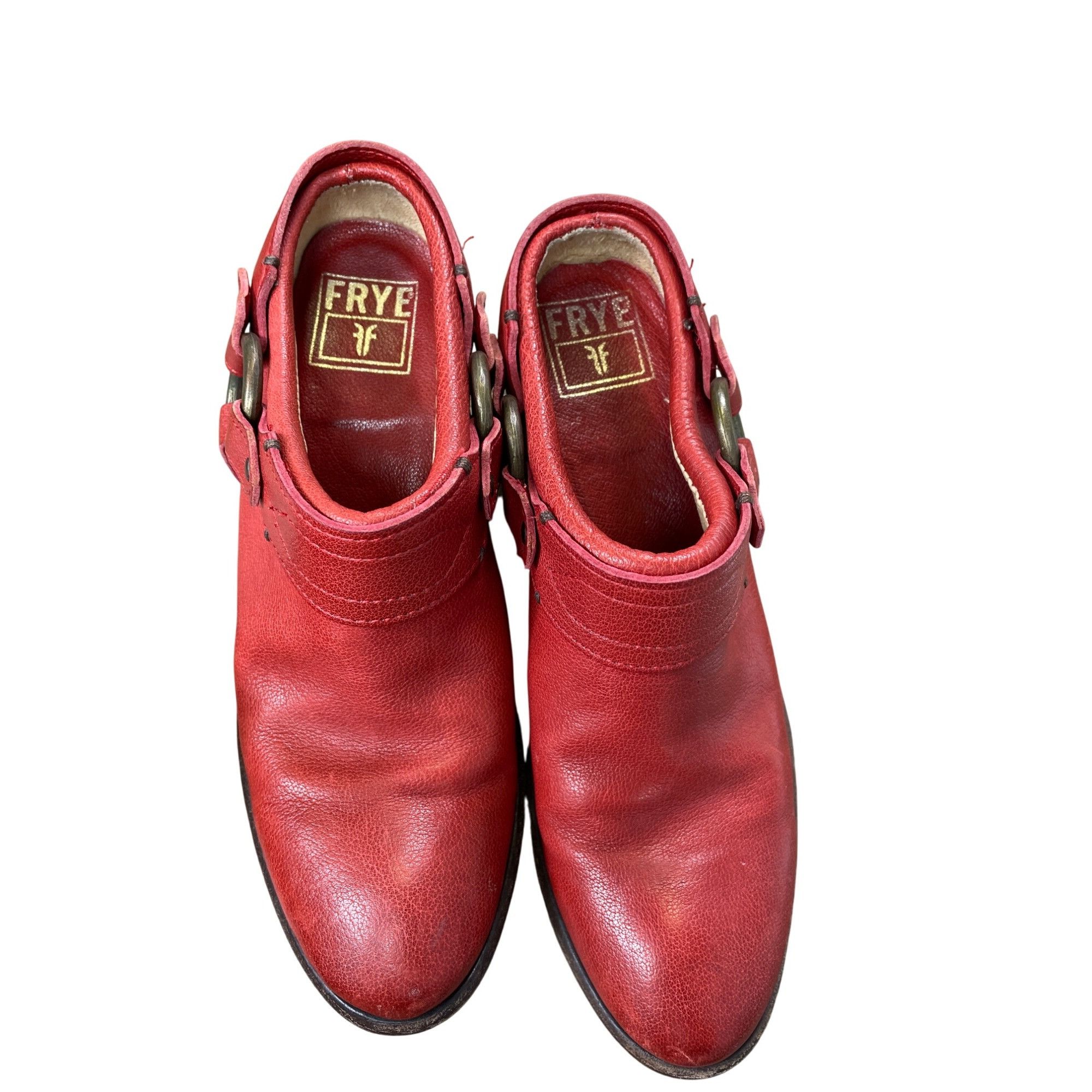 Frye Frye Vintage womans Leather Red Harness Mules Booties shoes Size US 7 / IT 37 - 21 Thumbnail