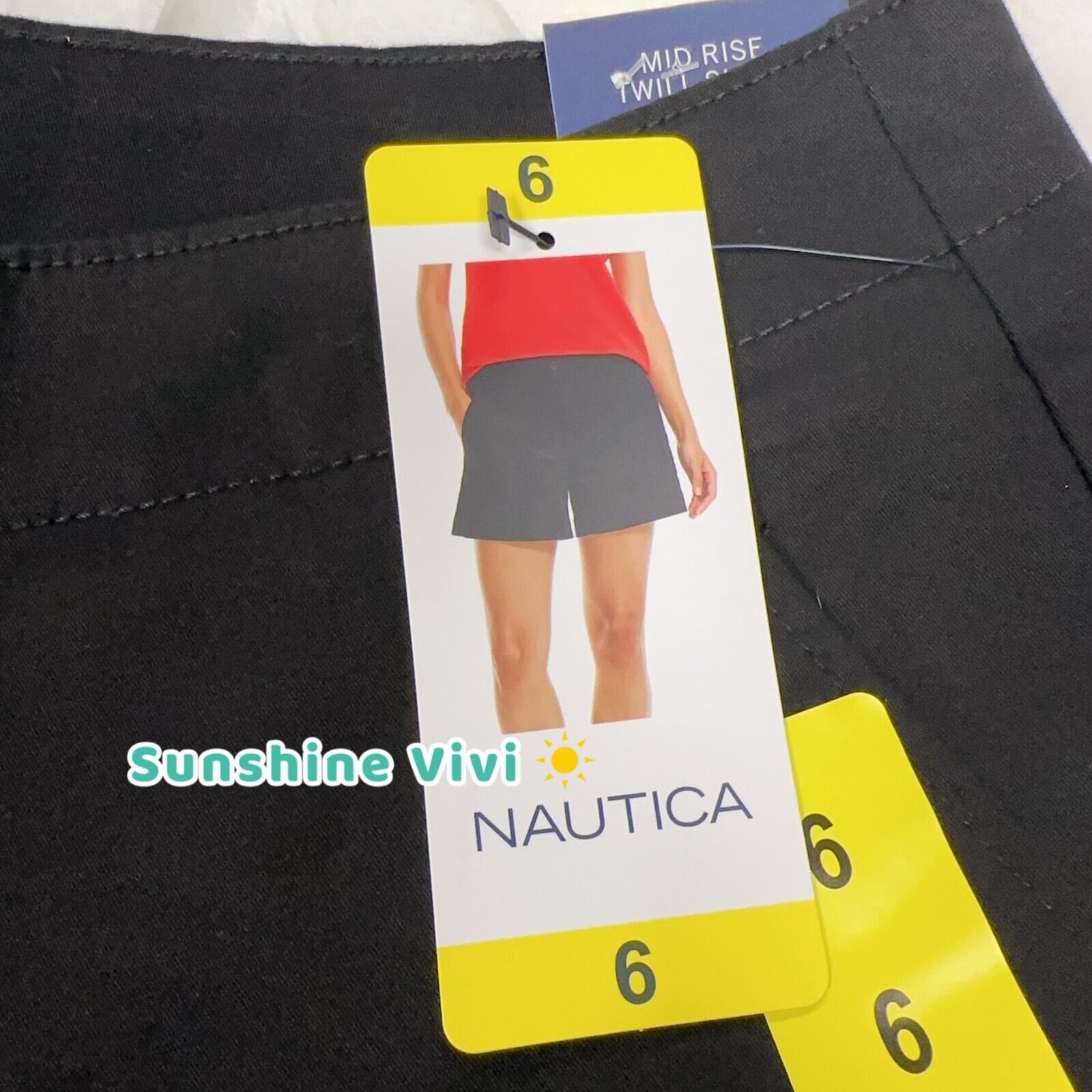 Nautica NEW Nautica Women Mid Rise Midweight Twill Short Black us 6 Size 28" / US 6 / IT 42 - 3 Thumbnail