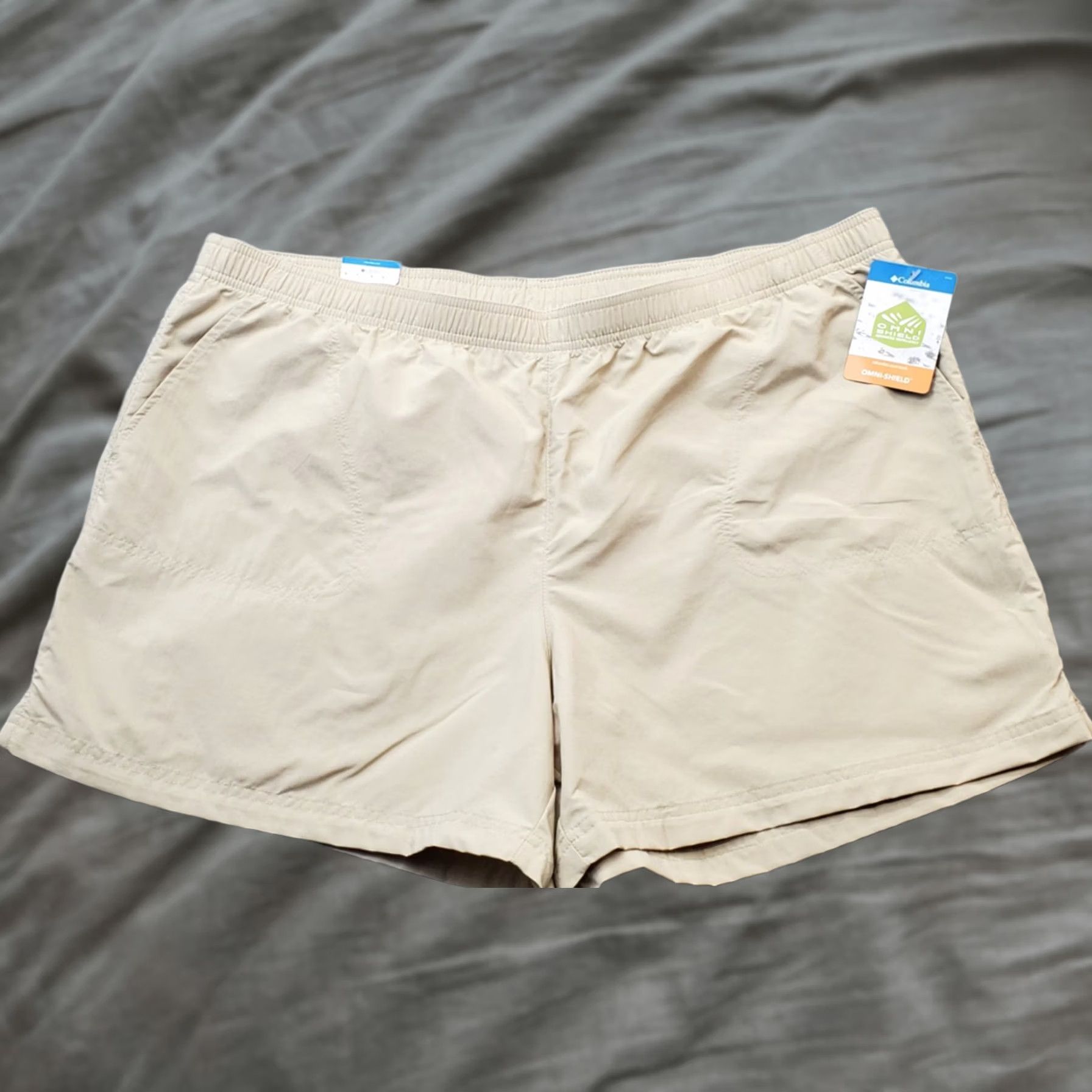 Vintage Columbia Sandy River Shorts Womens XXL Tan Omni-Shade Regular Fit Elastic Waist Size 40" / US 18 - 1 Thumbnail