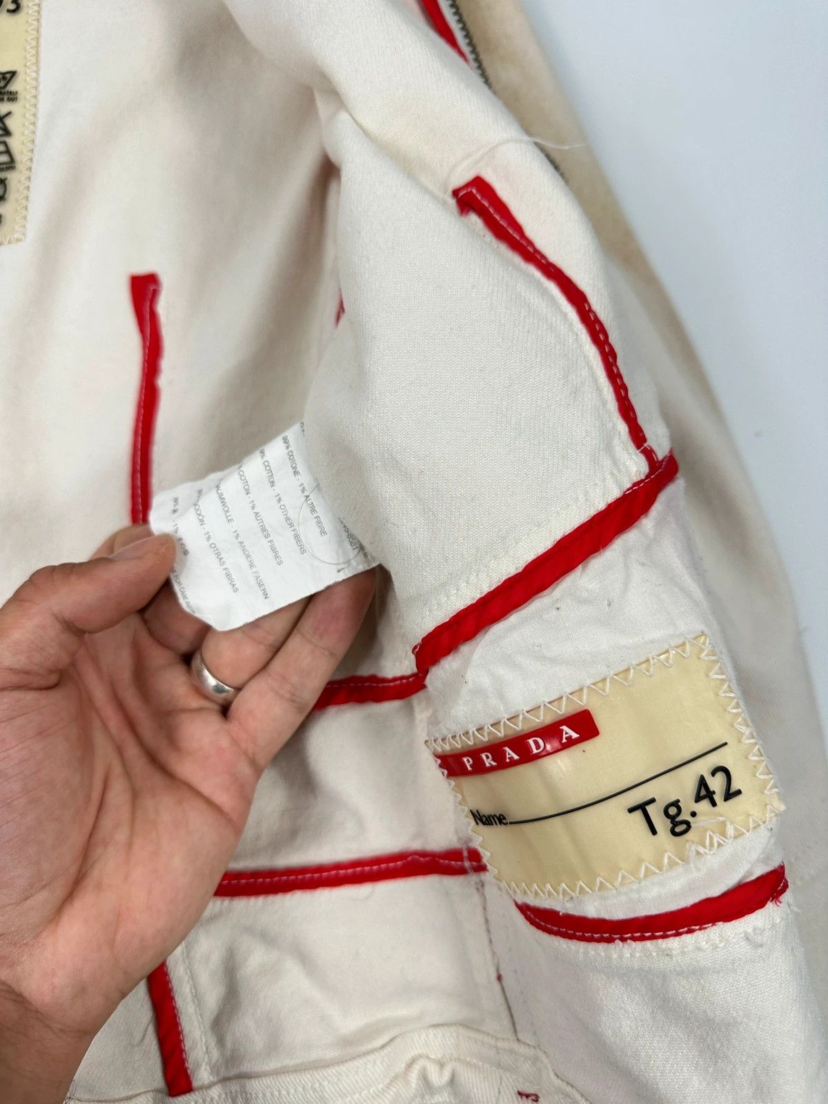 Prada Prada Sport SS2003 White Dust Fade Wash Denim Lace Jacket Size M / US 6-8 / IT 42-44 - 12 Thumbnail