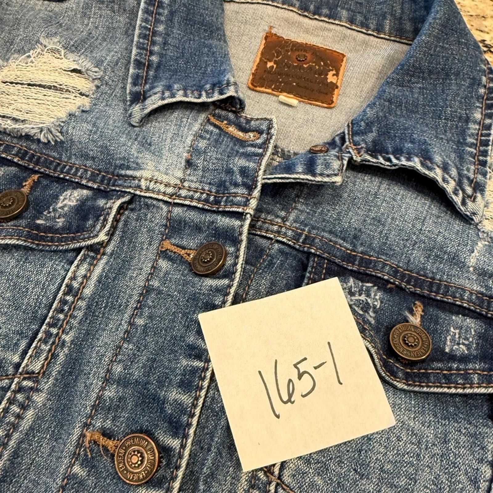 Other ENJEAN denim jeans jacket distressed medium wash stretch SM Size S / US 4 / IT 40 - 12 Thumbnail