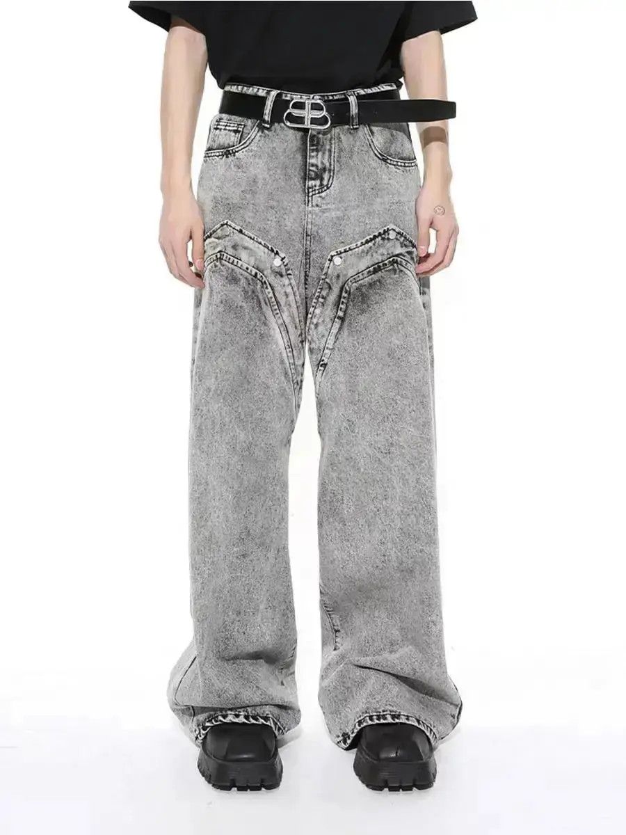 Japanese Brand Vintage wash baggy micro flare jeans Size US 32 / EU 48 - 1 Thumbnail