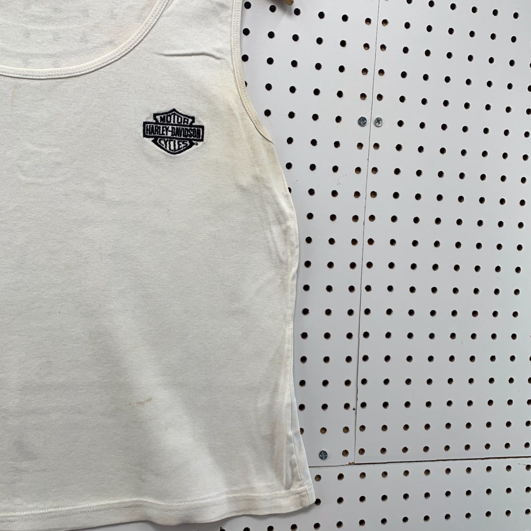 Harley Davidson Harley-Davidson Motorcycle Tank Crop Top Womens XL White Distressed Size XL / US 12-14 / IT 48-50 - 4 Thumbnail