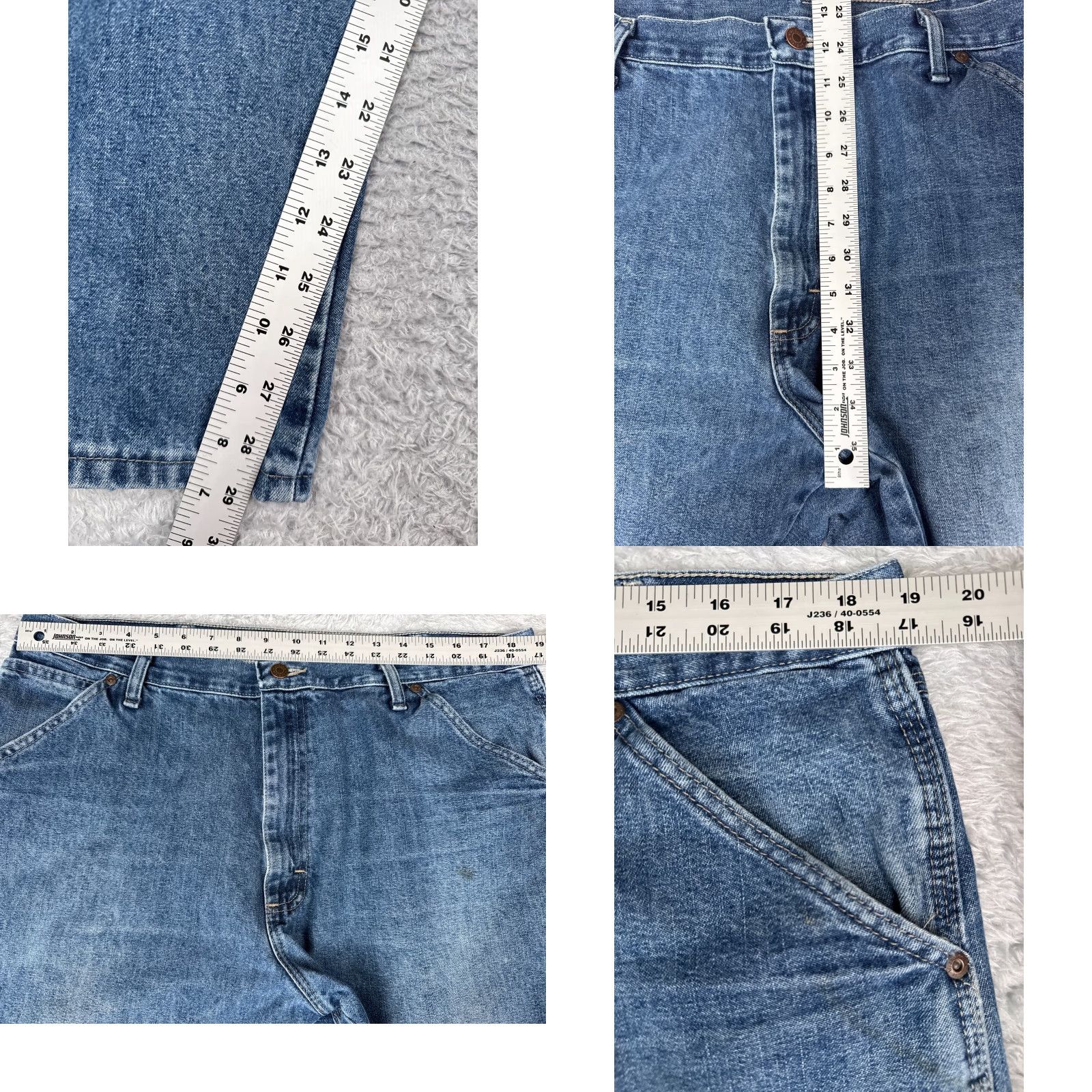 Wrangler Wrangler Jeans Mens 38x30 Blue Denim Straight Leg Carpenter Triple Stitched Work Jeans Size US 38 / EU 54 - 8 Thumbnail