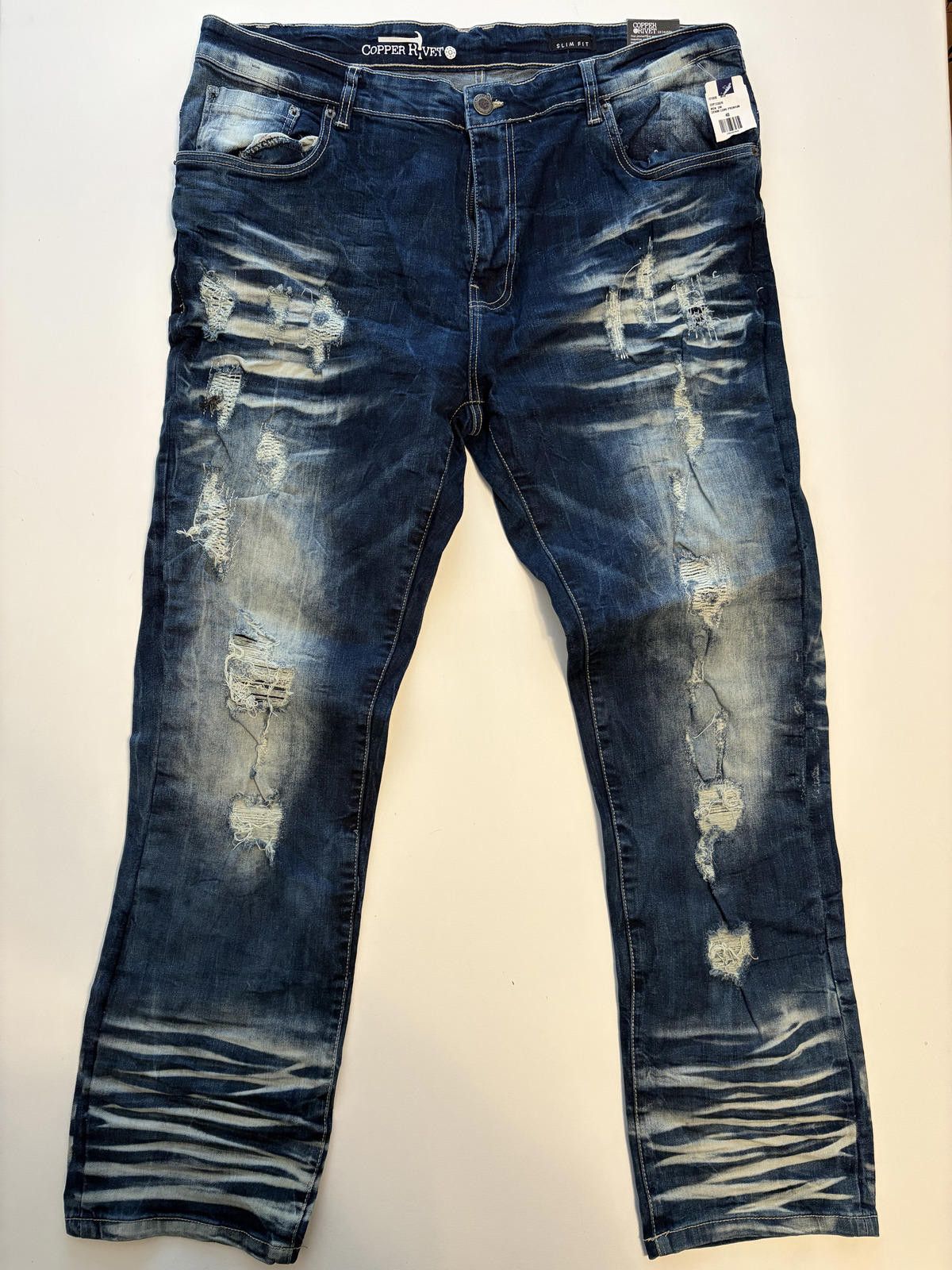 Other Copper Rivet Men's Slim Fit Distressed Jeans (Size 40x32) Size US 40 / EU 56 - 1 Thumbnail