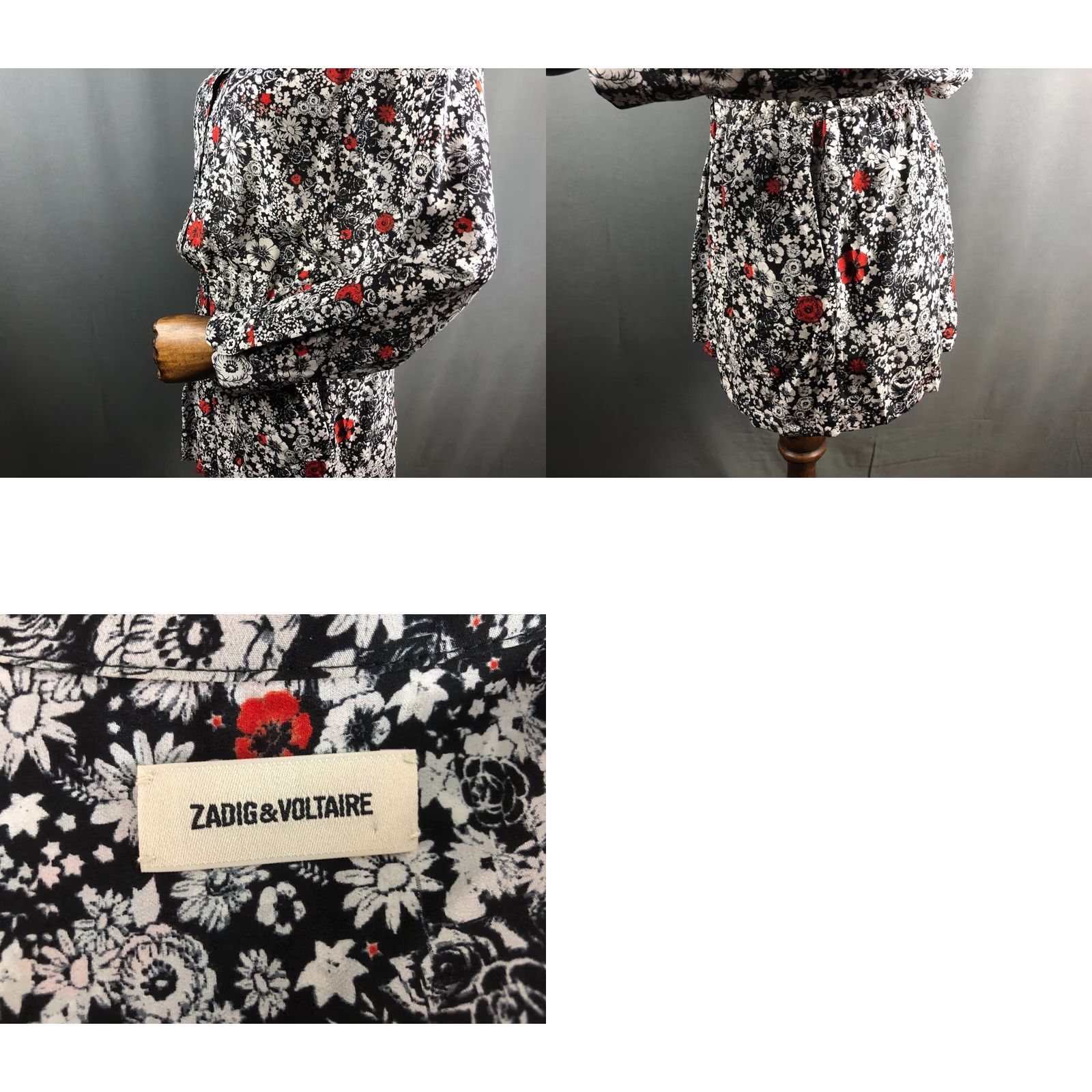 Zadig & Voltaire Zadig & Voltaire Tunic Silk Women Black Patterned Floral Long Sleeve Collared Button Pocket Blouse Modern style Size ONE SIZE - 8 Thumbnail