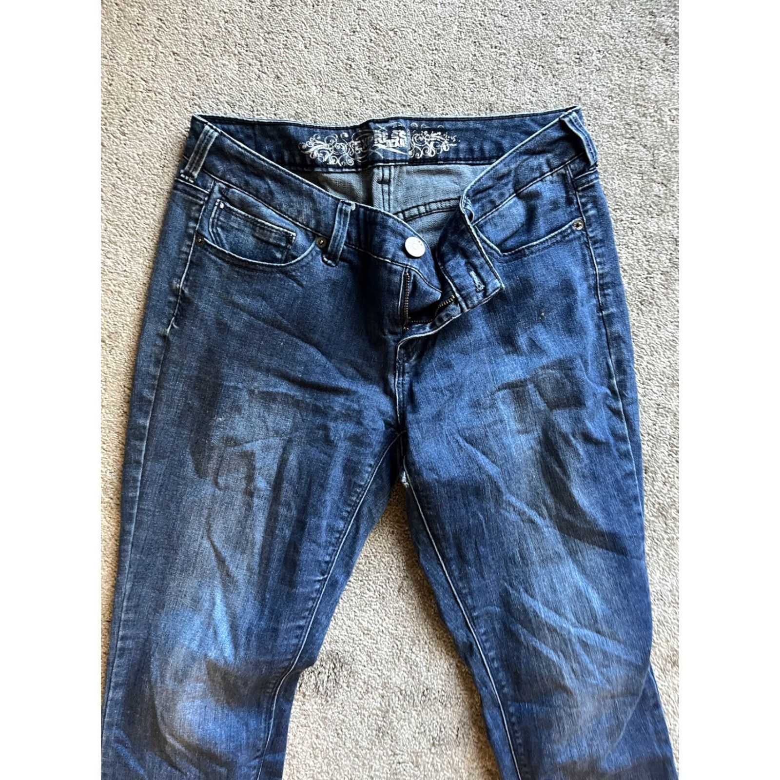 Express Express Women's Mid Rise Skinny Jeans Size 8 Blue Stretch Denim 5-Pocket Size 30" / US 8 / IT 44 - 4 Thumbnail