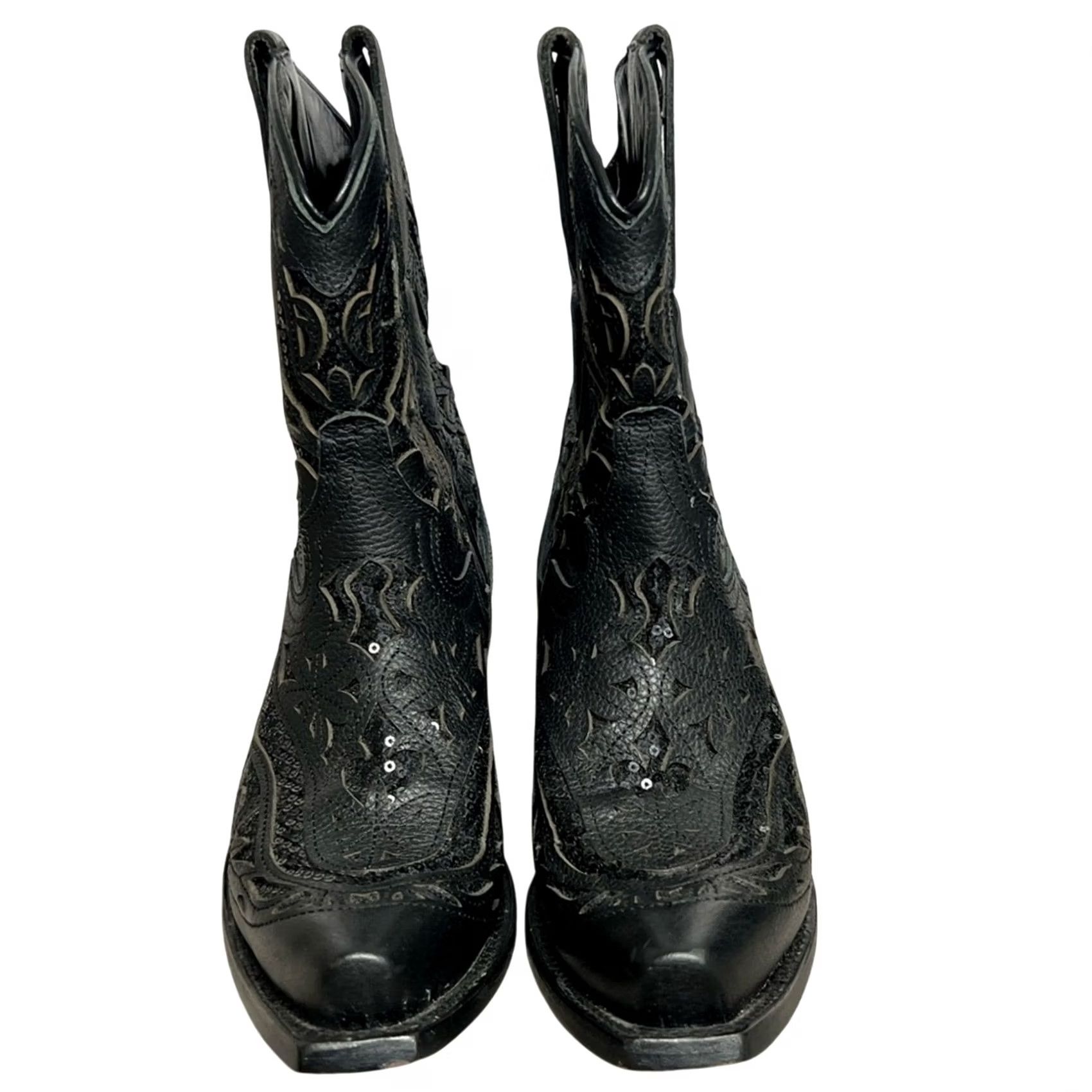 Vintage VINTAGE? JB Dillon Reserve Womens Cowgirl Leather Boot Black Sequin Sz 6 B Size US 6 / IT 36 - 3 Thumbnail
