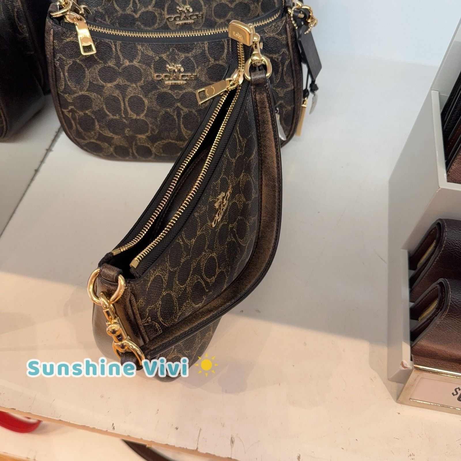 Coach NWT Coach Teri Shoulder Bag Loved Charms CDY18 Gold/Brown Size ONE SIZE - 6 Thumbnail