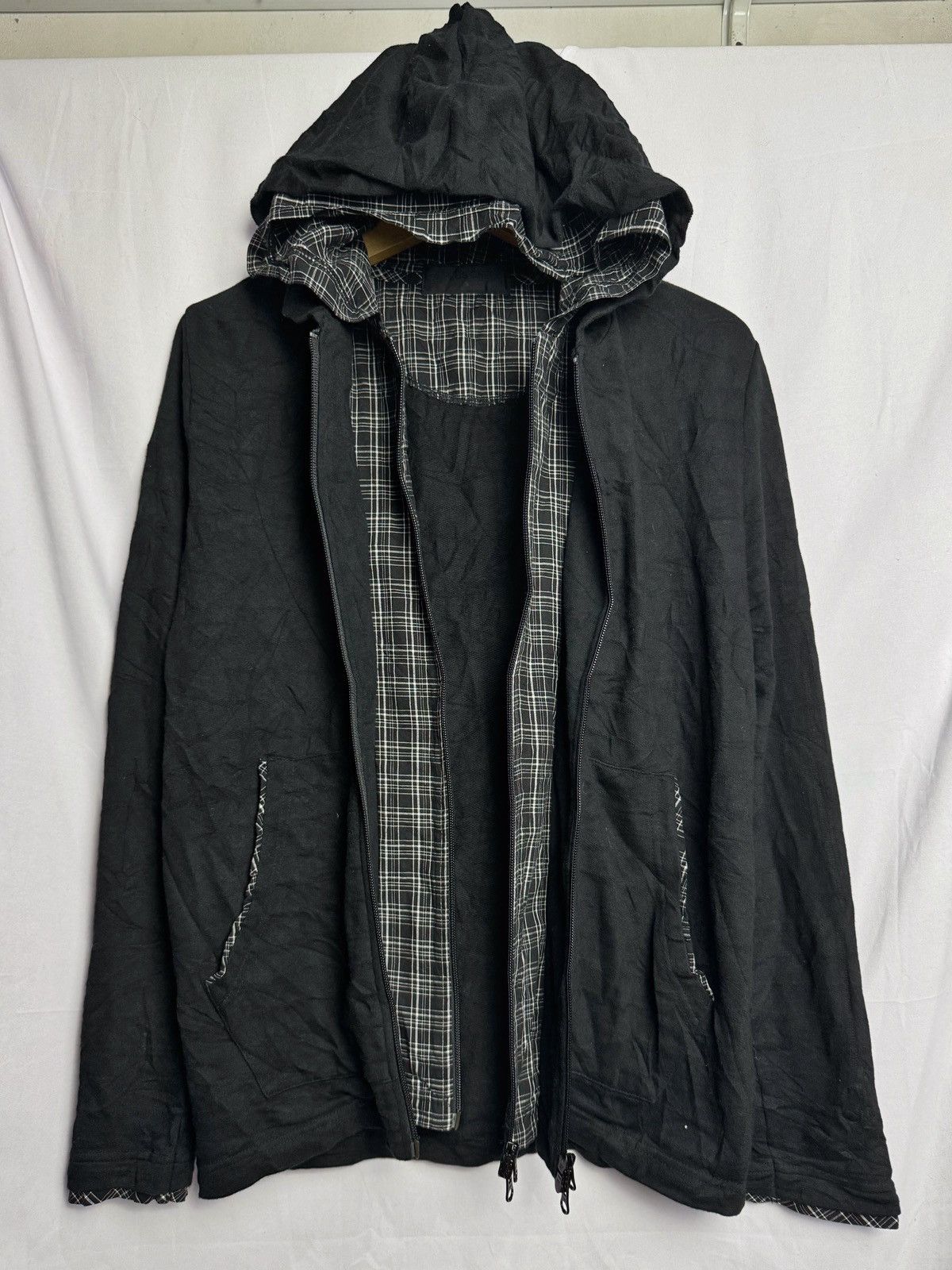 Pre-owned Hysteric Glamour X If Six Was Nine Plus One Double Layer Hoodie Stripe Shadow In Black